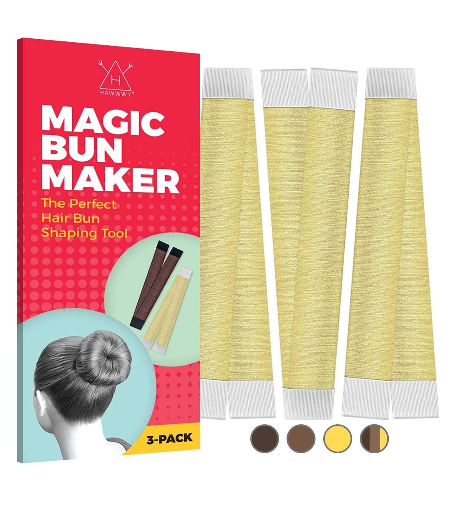 Hawwwy 3-Part Hair Knot Maker Set - Magical Snap-and-Roll Tool for Donut Hair Updos - Perfect for Kids in Gold Blonde - 3PK - Buy Online on GoSupps.com