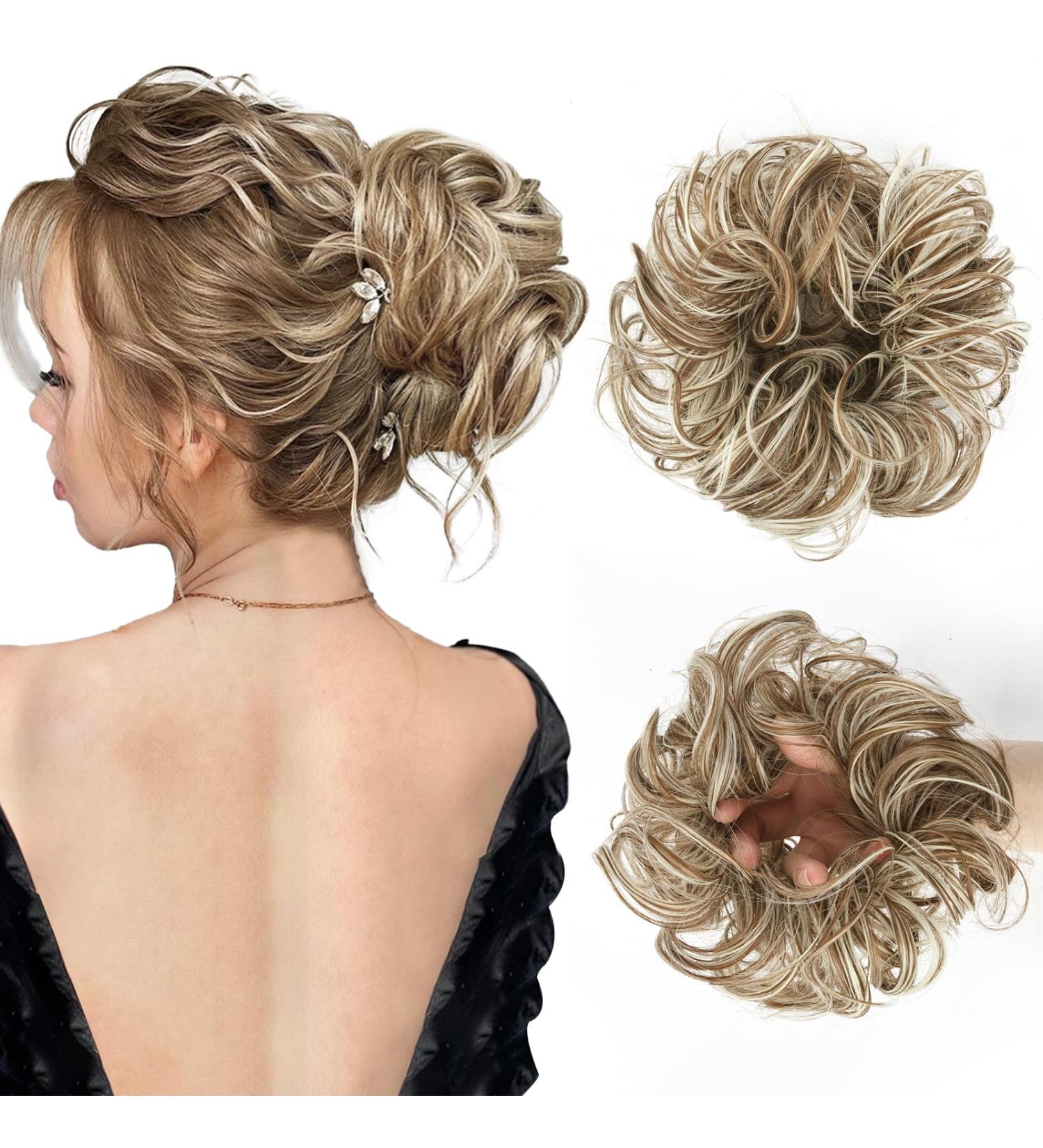 Vlasy Messy Bun Hair Piece Curly Wavy Scrunchies Extensions Chignon Accessory Updo - 35g F12/613 - Buy Online on GoSupps.com