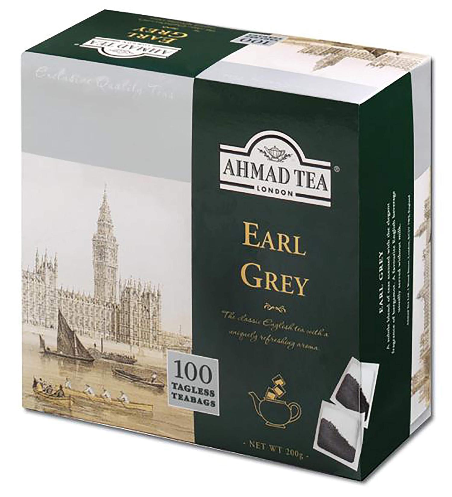Ahmad Tea - Earl Gray - black tea made of larger tea leaves with Bergamot - English tea bags without a band with 2g tea per portion - 100 tea bag early gray 100 pieces (without band)
