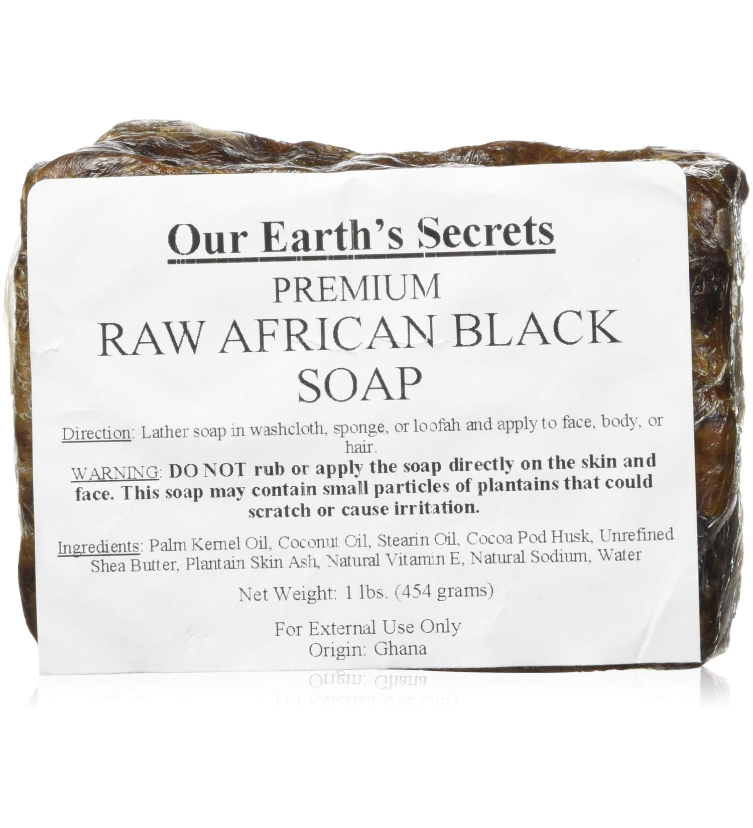 Our Earth's Secrets Raw African Black Soap, 1 lb. Unscented 1 Pound (Pack of 1)