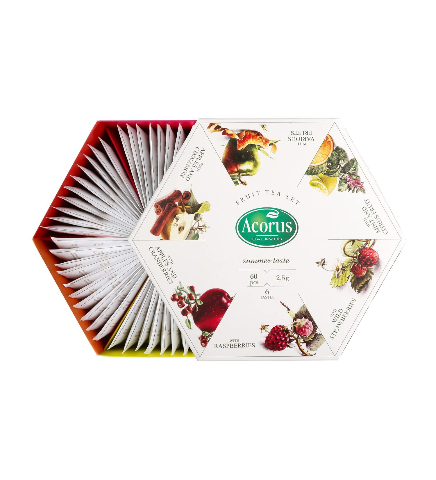 Acorus Summer Taste Tea Set | Natural Fruit Tea Gift Set | 6 Flavors | 60 Tea Bags | Premium Tea Range | International Shipping Available - Buy Online on GoSupps.com