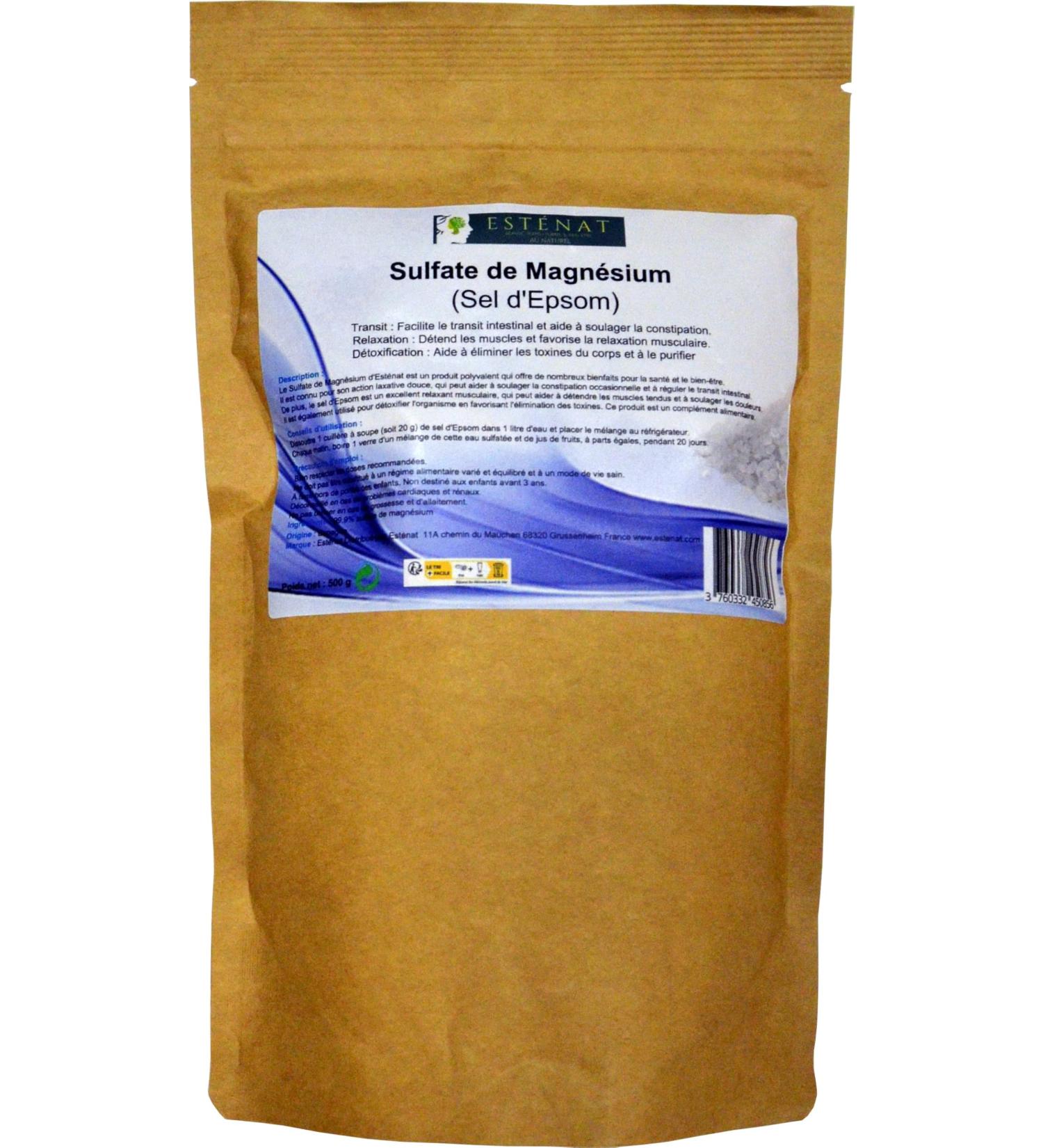 Magnesium Sulphate (Epsom Salt) 500G - Food Supplement Powder - 200 Daily Doses - Buy Online on GoSupps.com