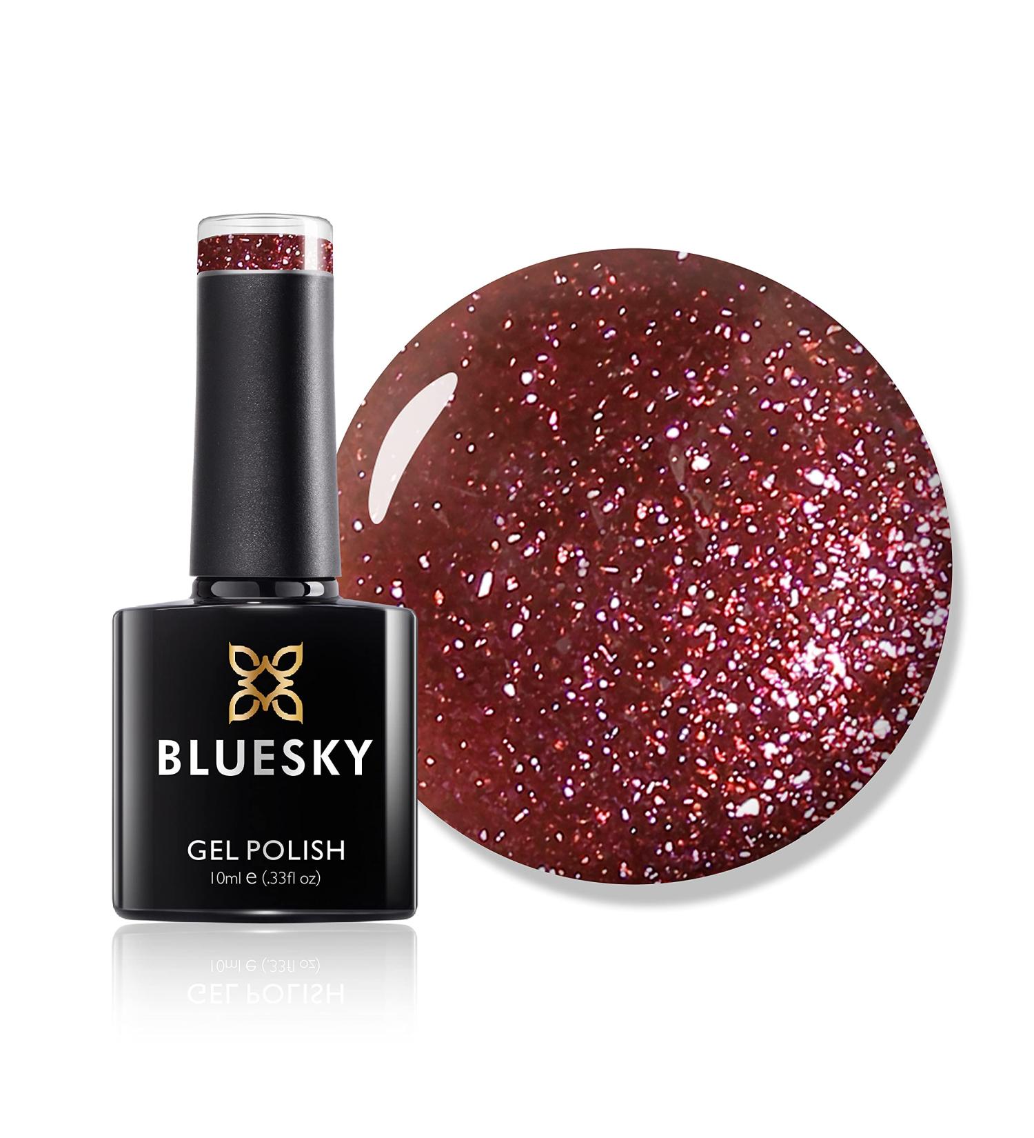 Bluesky Gel Nail Polish Plum Glitz JQ10 Pink Glitter 10 ml Long Lasting Chip Resistant 10 ml (Requires Drying Under UV LED Lamp) - Buy Online on GoSupps.com