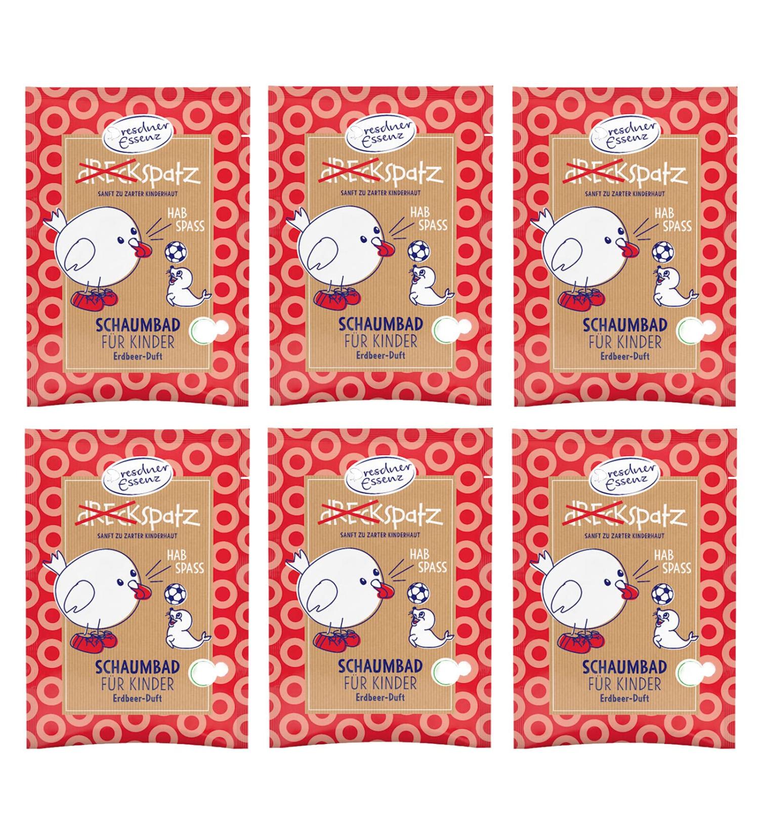 Pack of 6 Dresdner Essenz Dreckspatz Bubble Bath Have Fun Strawberry Fragrance 6 x 40 ml Bath Additive Vegan