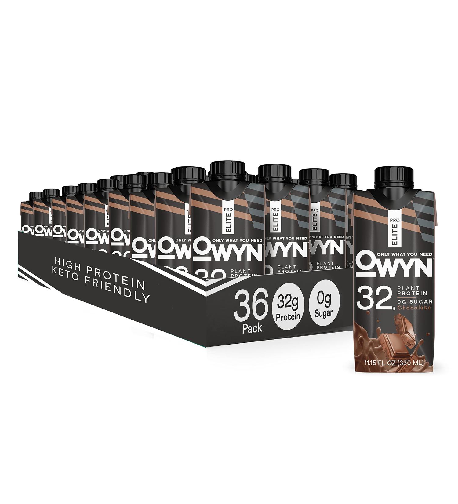 OWYN Pro Elite Vegan High Protein Shake - 32g Plant-Based Protein Chocolate Flavor Keto-Friendly Superfoods 0g Net Carbs (36 Pack - Buy Online on GoSupps.com