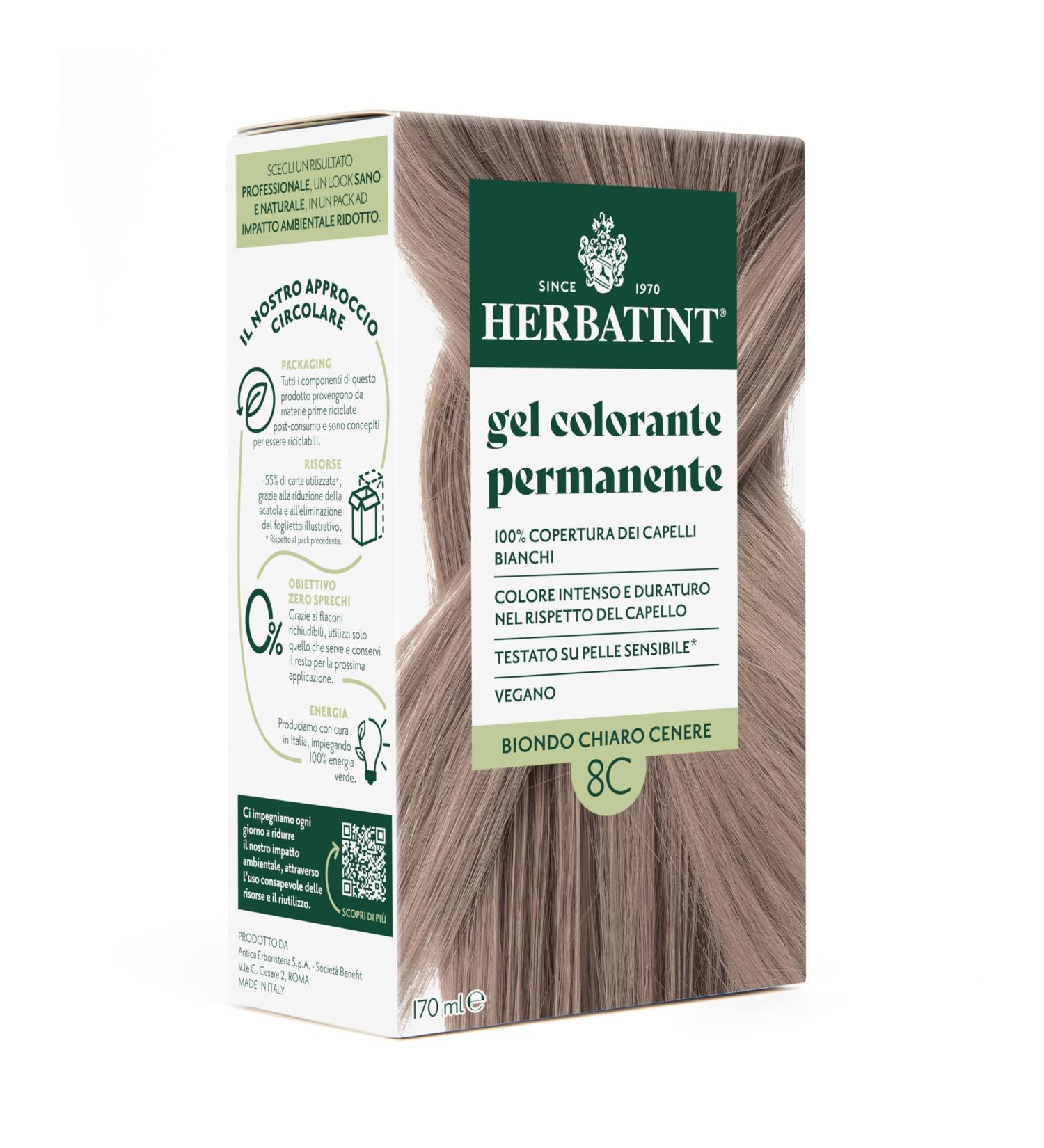  Herbatint Herbatint Permanent Hair Colour Gel 8C Light Ash Blonde - 170ml | Ammonia-Free 100% White Hair Coverage | for Sensitive Skin with 8 Organic Natural Extracts - Buy Online on GoSupps.com