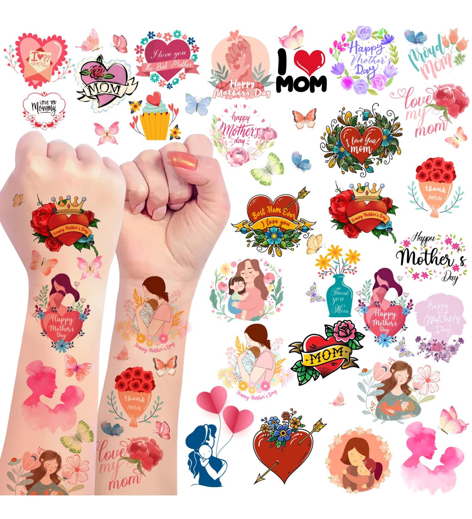 Mother's Day Temporary Tattoos - 12 Sheets, 108 Pieces Mom Themed Stickers for Party Decoration & Favors - Buy Online on GoSupps.com