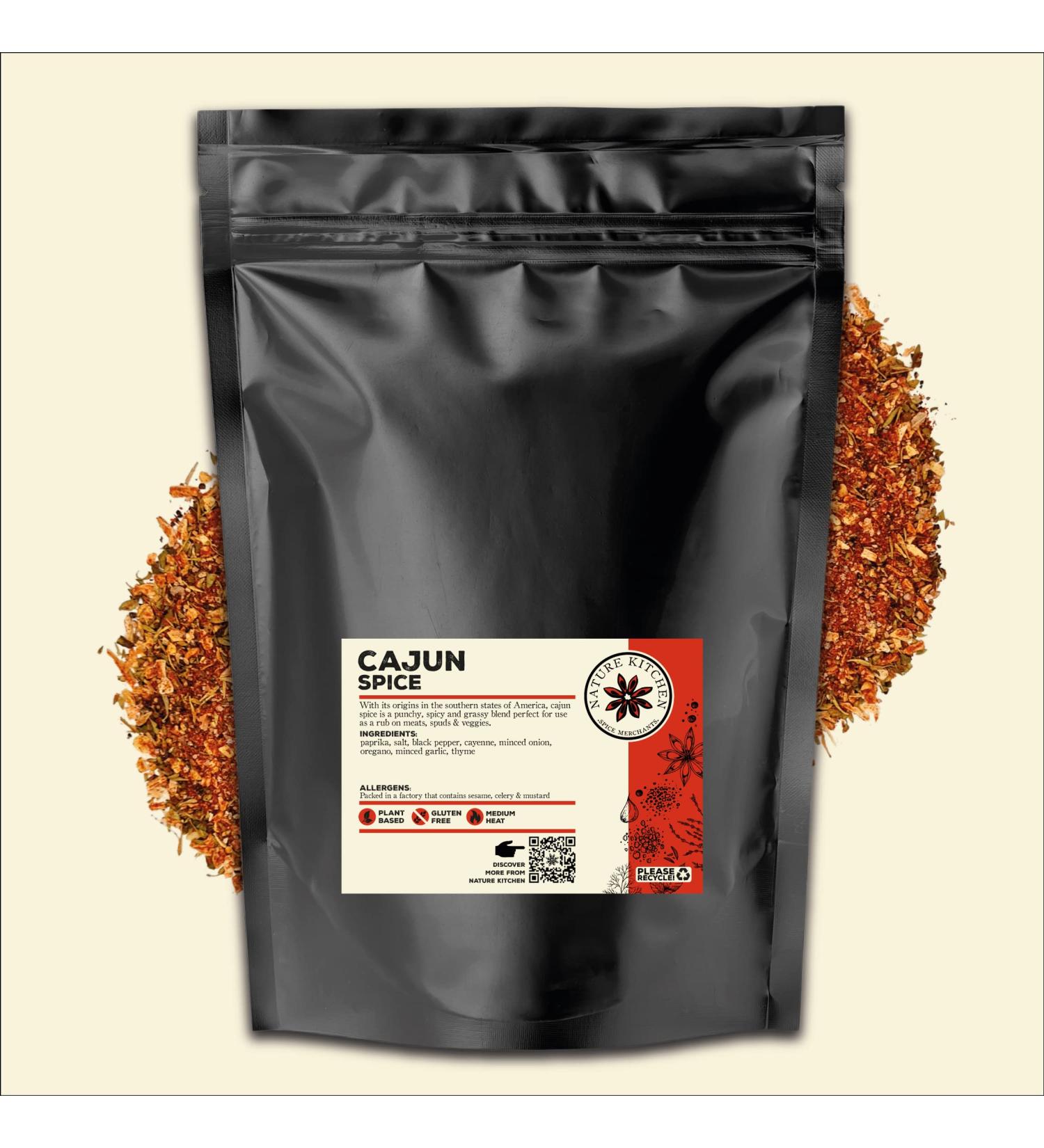 Nature Kitchen Cajun Spices (Hot) 500G - Gluten-Free and Vegan Seasoning Blend for Everyday Cooking, Marinades, Sauces, Frying, Baking, or Grilling - Buy Online on GoSupps.com