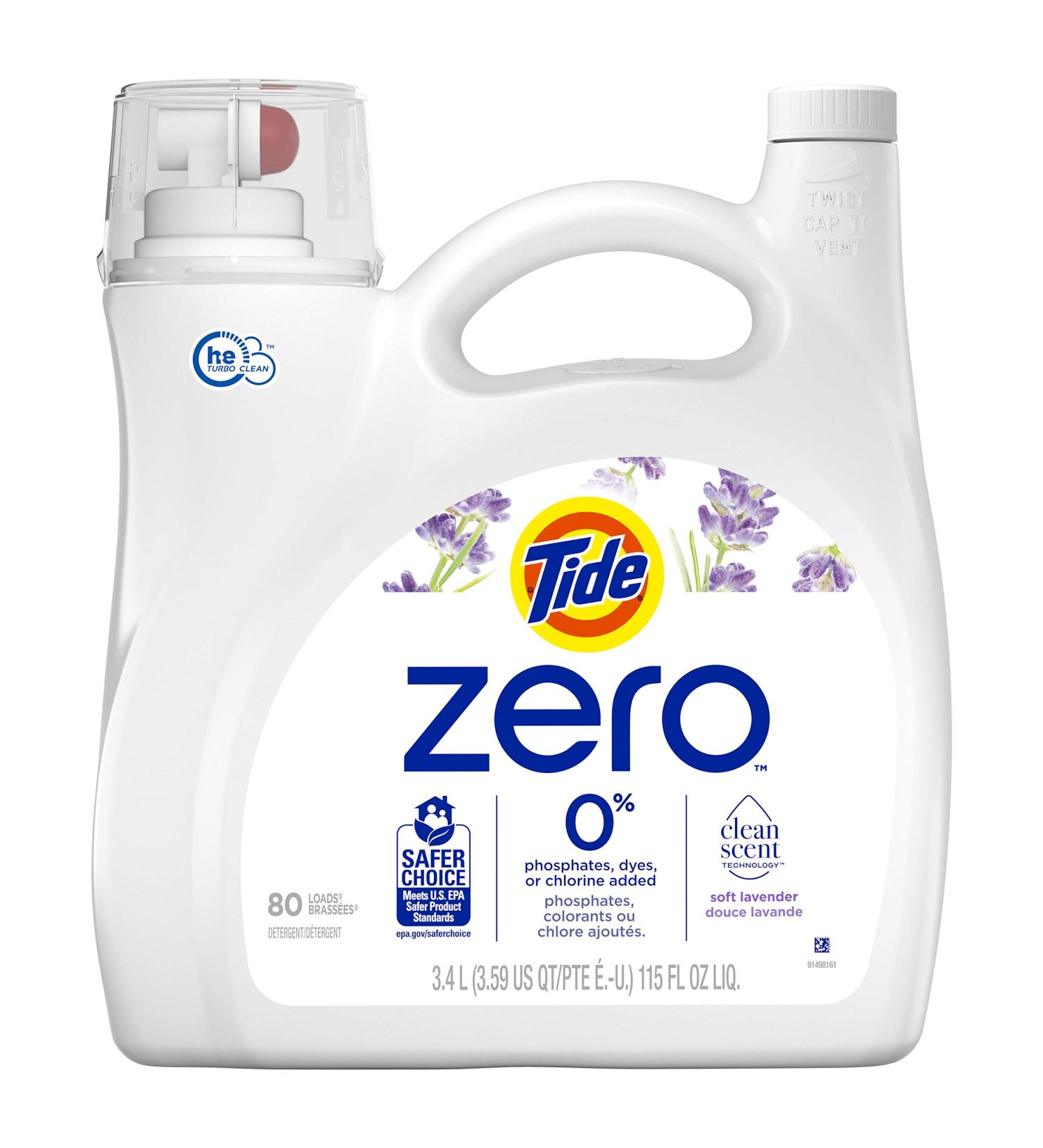 Tide Zero Liquid Laundry Detergent Soft Lavender Scent 80 Loads Cleanscent Technology 3.4 Liter (Pack of 1) Lavender 80 Loads - Buy Online on GoSupps.com