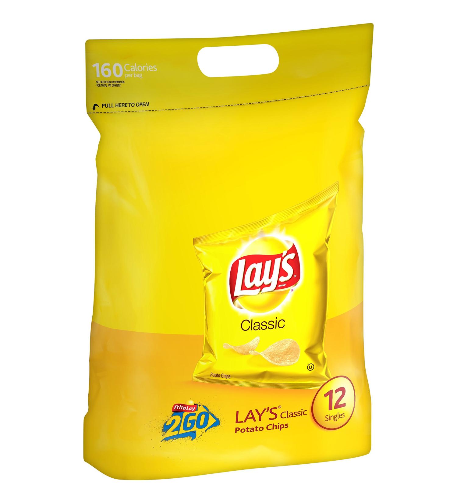 Lay's Classic Potato Chips, 12 Singles Lay's Classic Multipack 1 Ounce (Pack of 12)