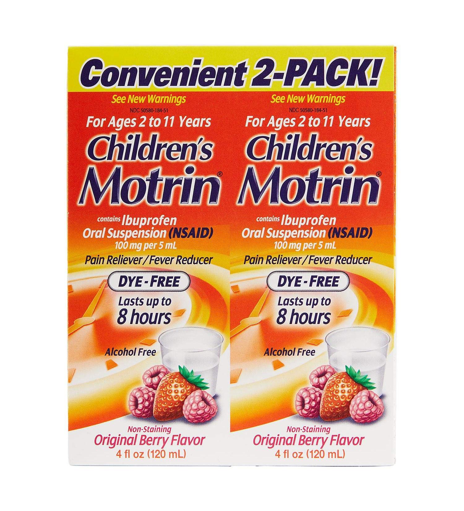 Children's Motrin Original Berry Flavor 4 oz - 2 Pack (8 fl oz Total) - Buy Online on GoSupps.com