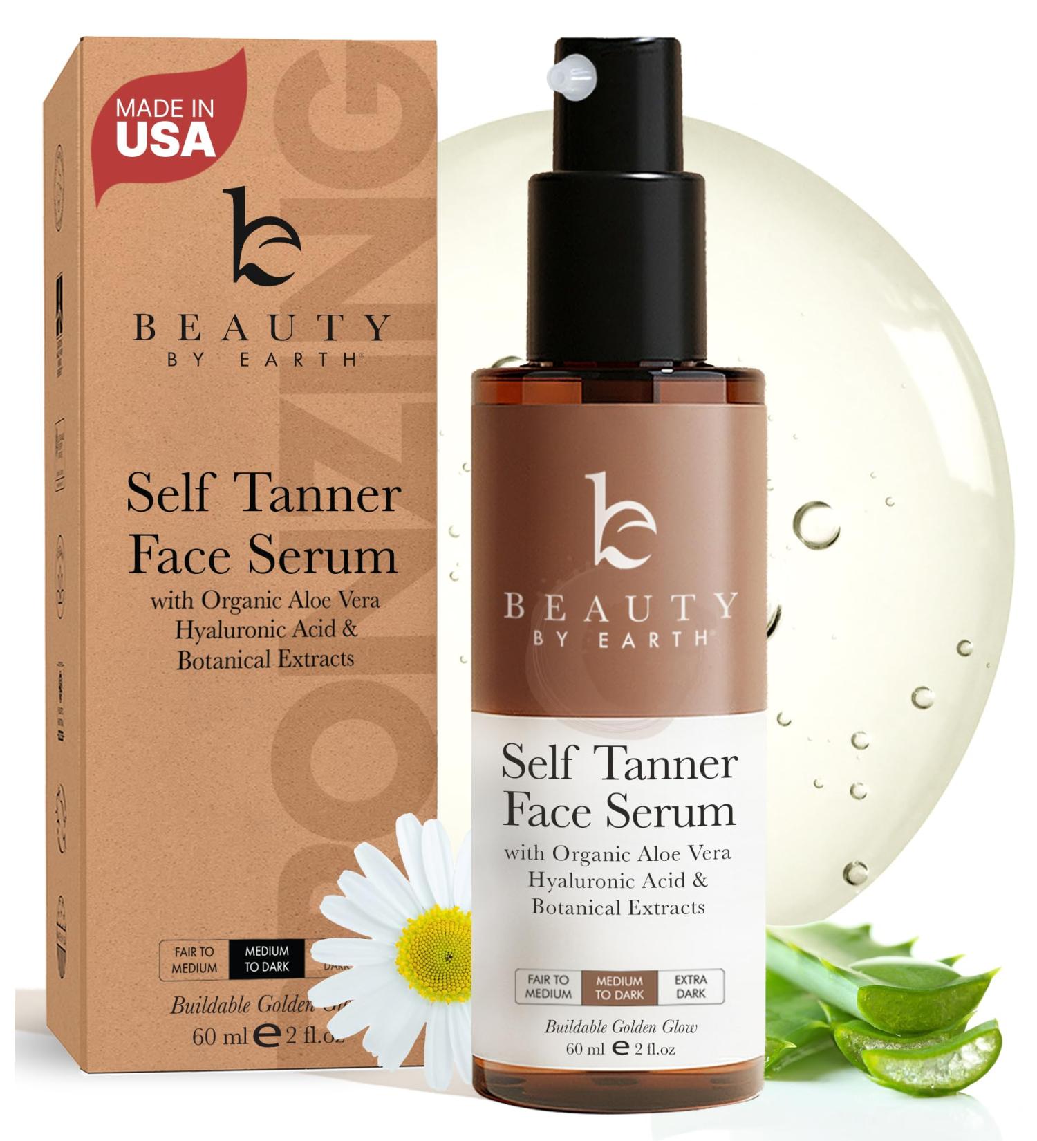 Face Tanner Serum - USA Made with Natural & Organic Ingredients Sunless Self Tanner for Face with Anti-Aging Hyaluronic Acid Non Toxic Bronzing Serum for Streak-Free Fake Tan & Natural Glow 2 Fl Oz (Pack of 1) Medium to D  - Buy Online on GoSupps.com