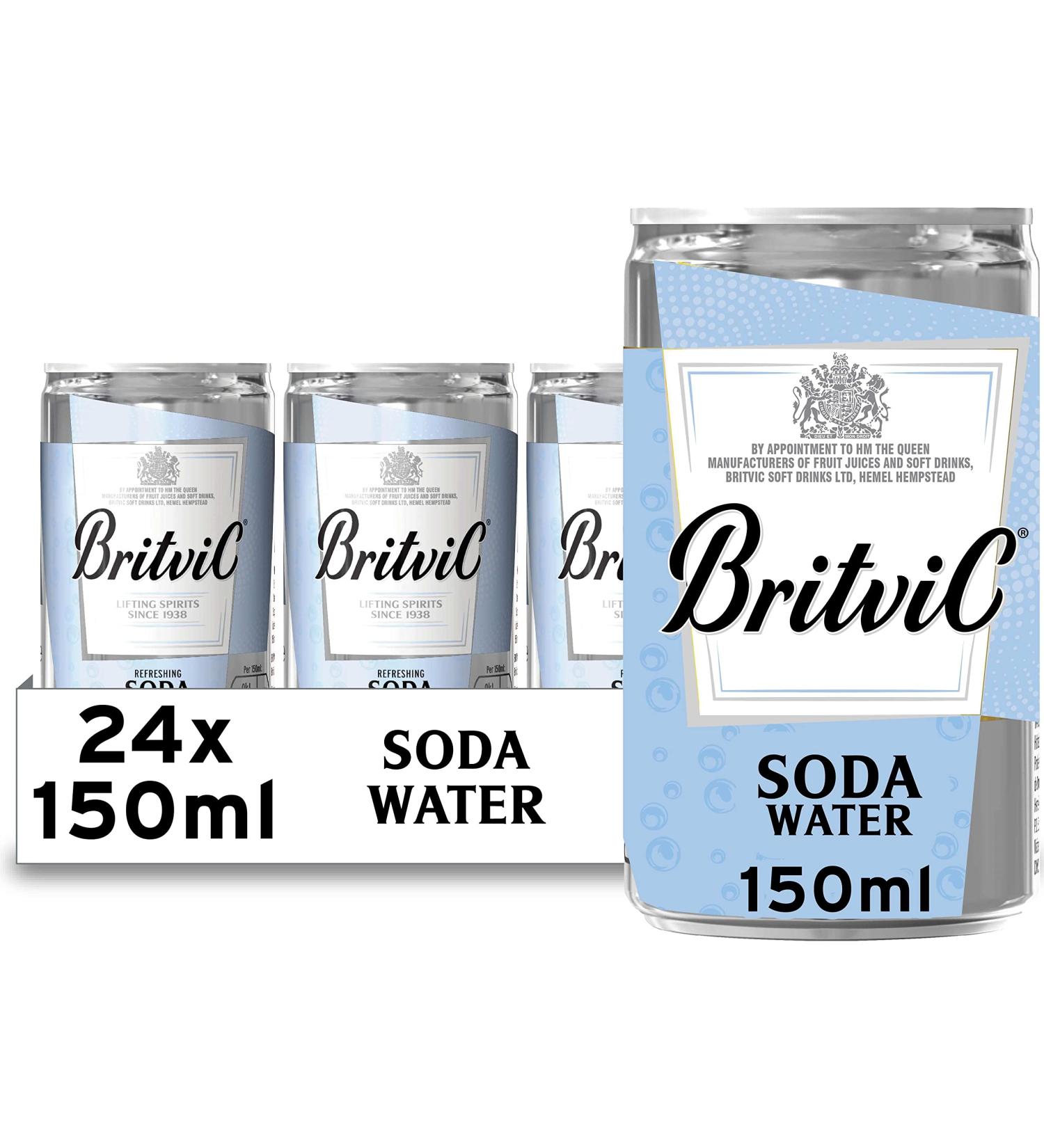 Britvic Soda Water 24 x 150ml Can - Refreshing Sparkling Water Multipack - Buy Online on GoSupps.com