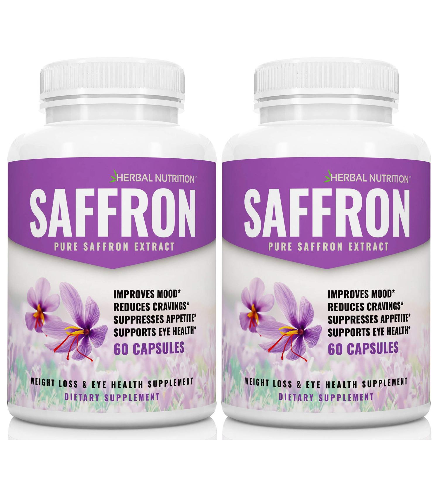 2 Pack Saffron Extract 88.5mg - 120 Capsules - Pure, All-Natural Mood Enhancer & Weight Loss Supplement for Eye Health - Buy Online on GoSupps.com