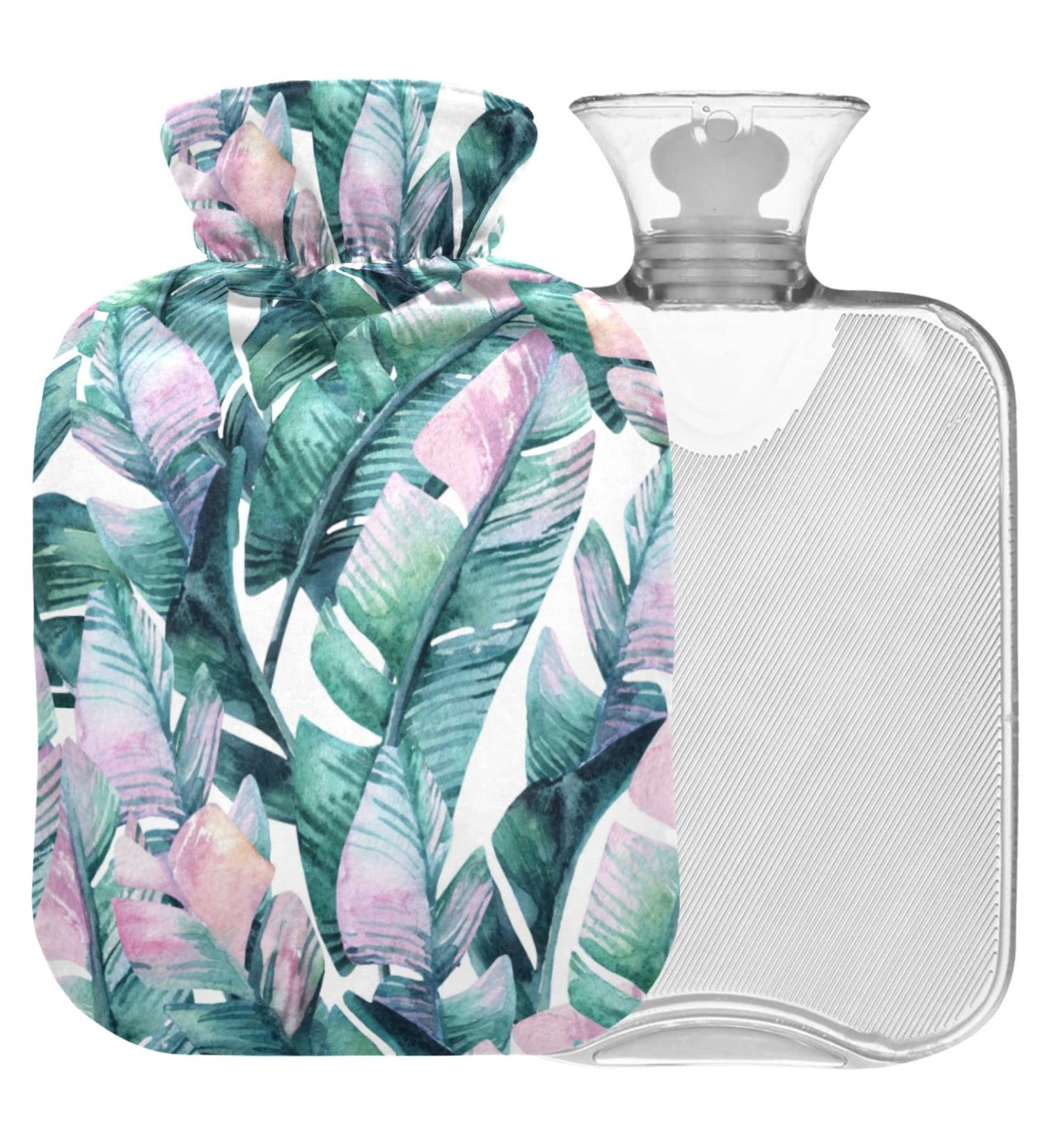 NAANLE 2L Hot Water Bottle with Lid - Transparent Banana Leaf Design for Menstrual Cramps Pain Relief & Heat Therapy - Buy Online on GoSupps.com