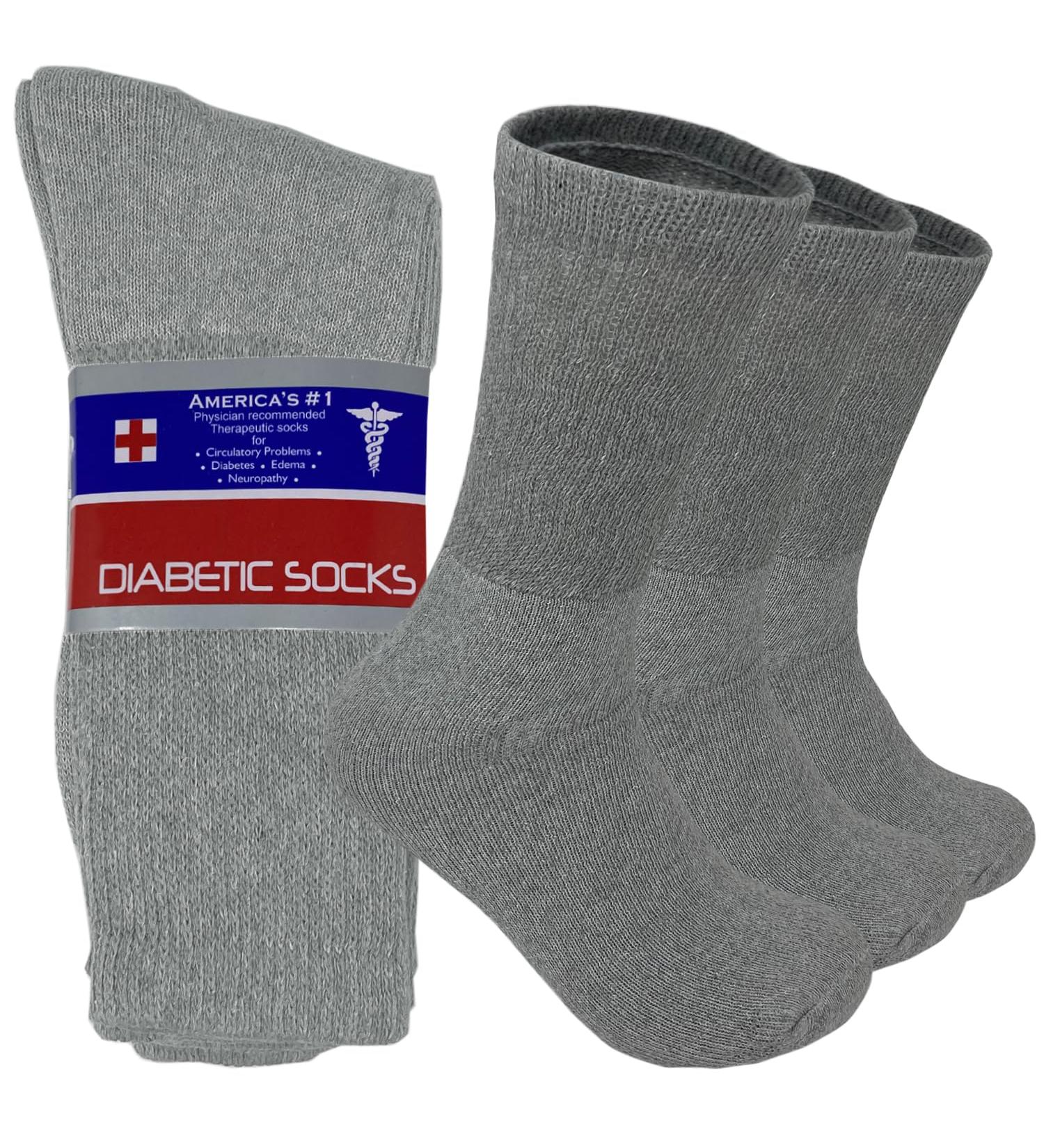 Buy Glory Max Unisex Diabetic Crew Socks - Physicians Approved Circulatory Support 3/6/12 Pairs Gray International Shipping Available - Buy Online on GoSupps.com