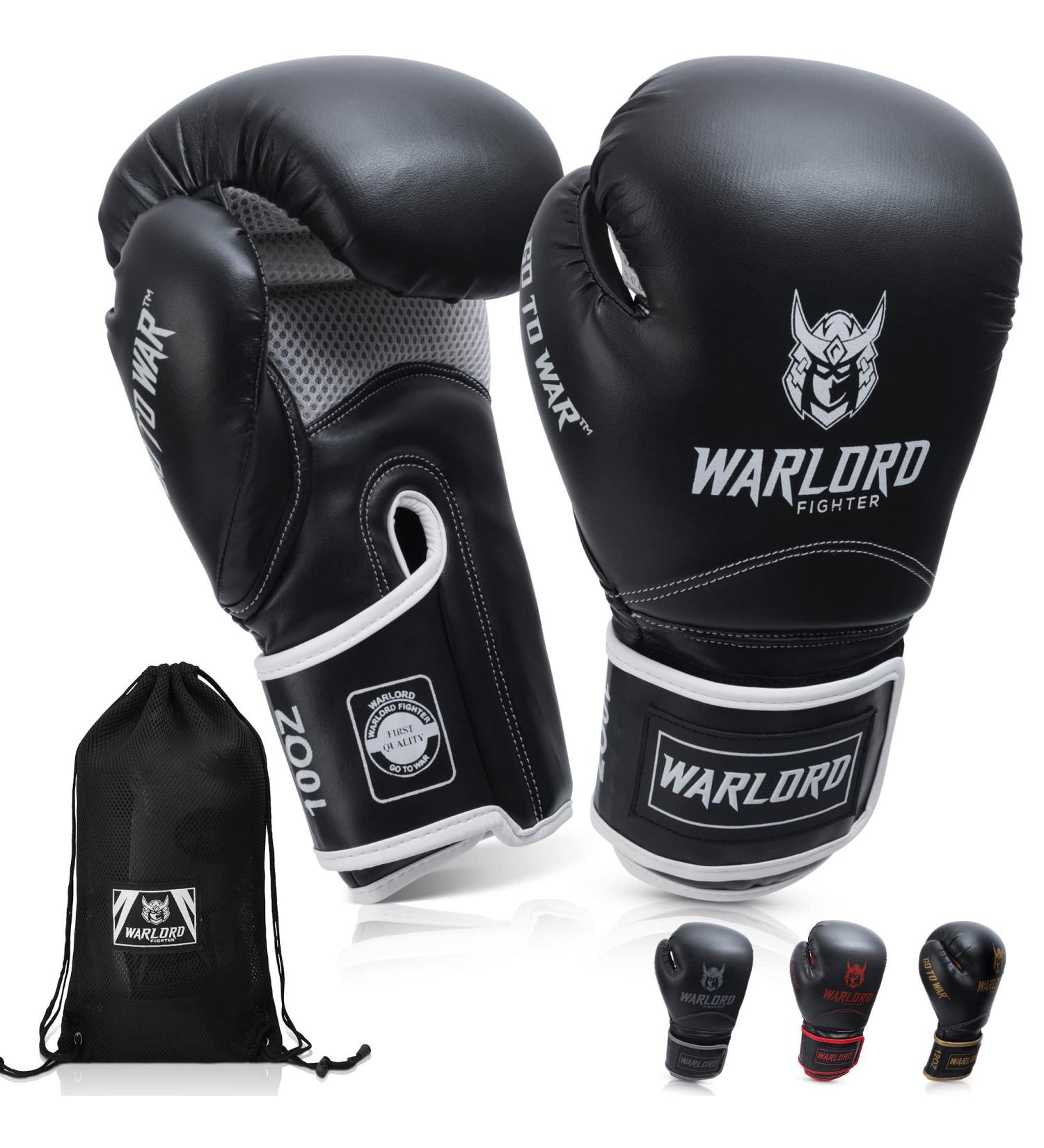 WARLORD Boxing Gloves - Men and Women Muay Thai MMA Kickboxing Heavy Bag Sparring Training Gloves - Guantes de Boxeo Hombres 10-16 oz (Black/White) - Buy Online on GoSupps.com