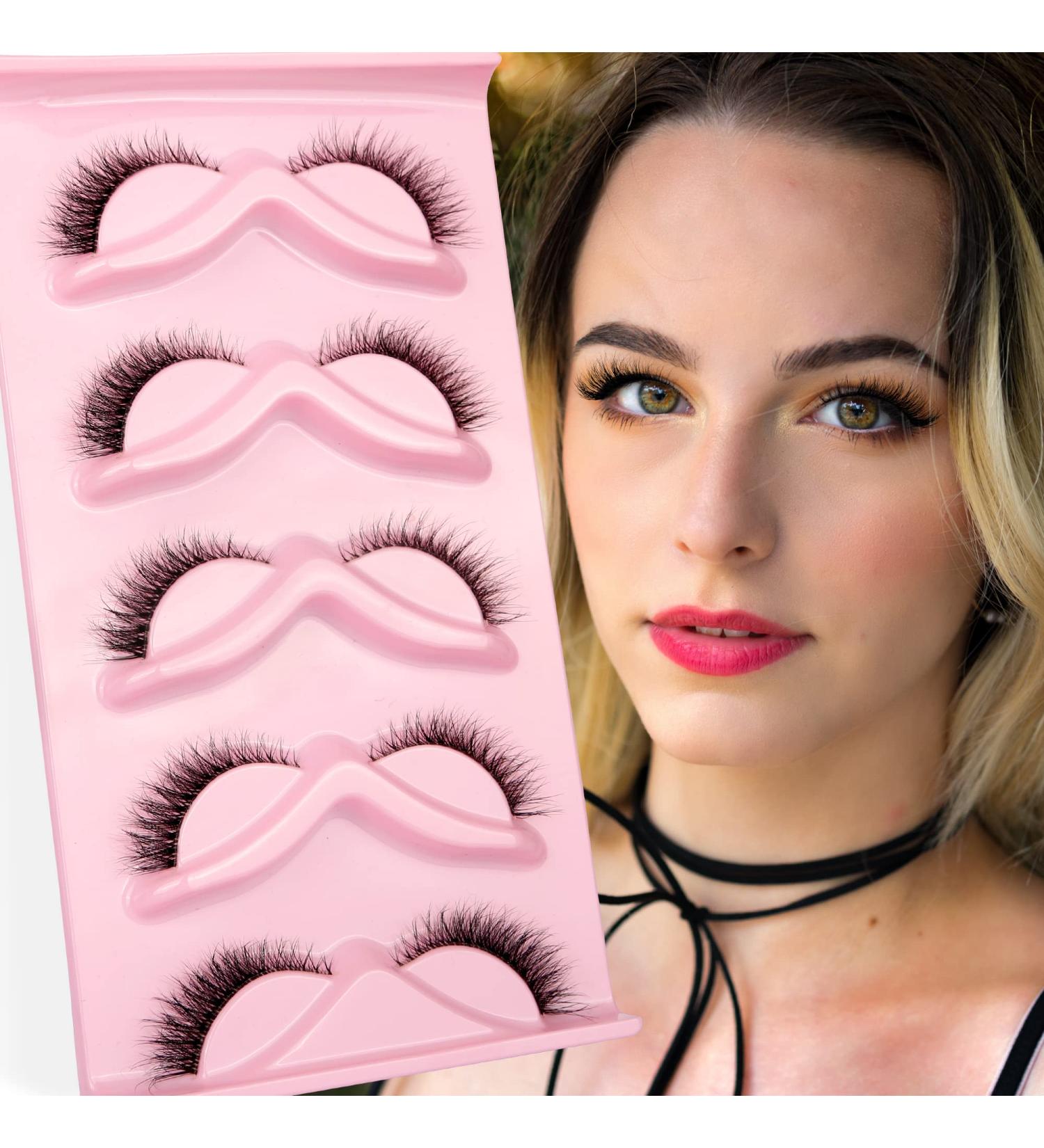 Cat Eye 3D Wispy False Eyelashes - Natural Look, Clear Band, 5 Pairs Pack by Ezreiily - Buy Online on GoSupps.com