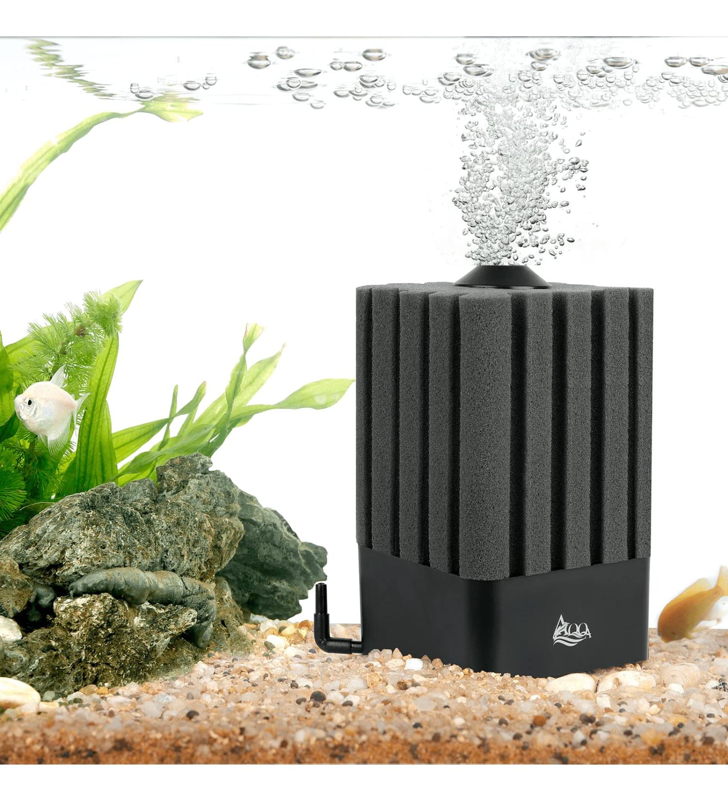 AQQA Quiet Aquarium Sponge Filter - Optimal Biological & Mechanical Filtration for 30-250L Aquariums - Buy Online on GoSupps.com