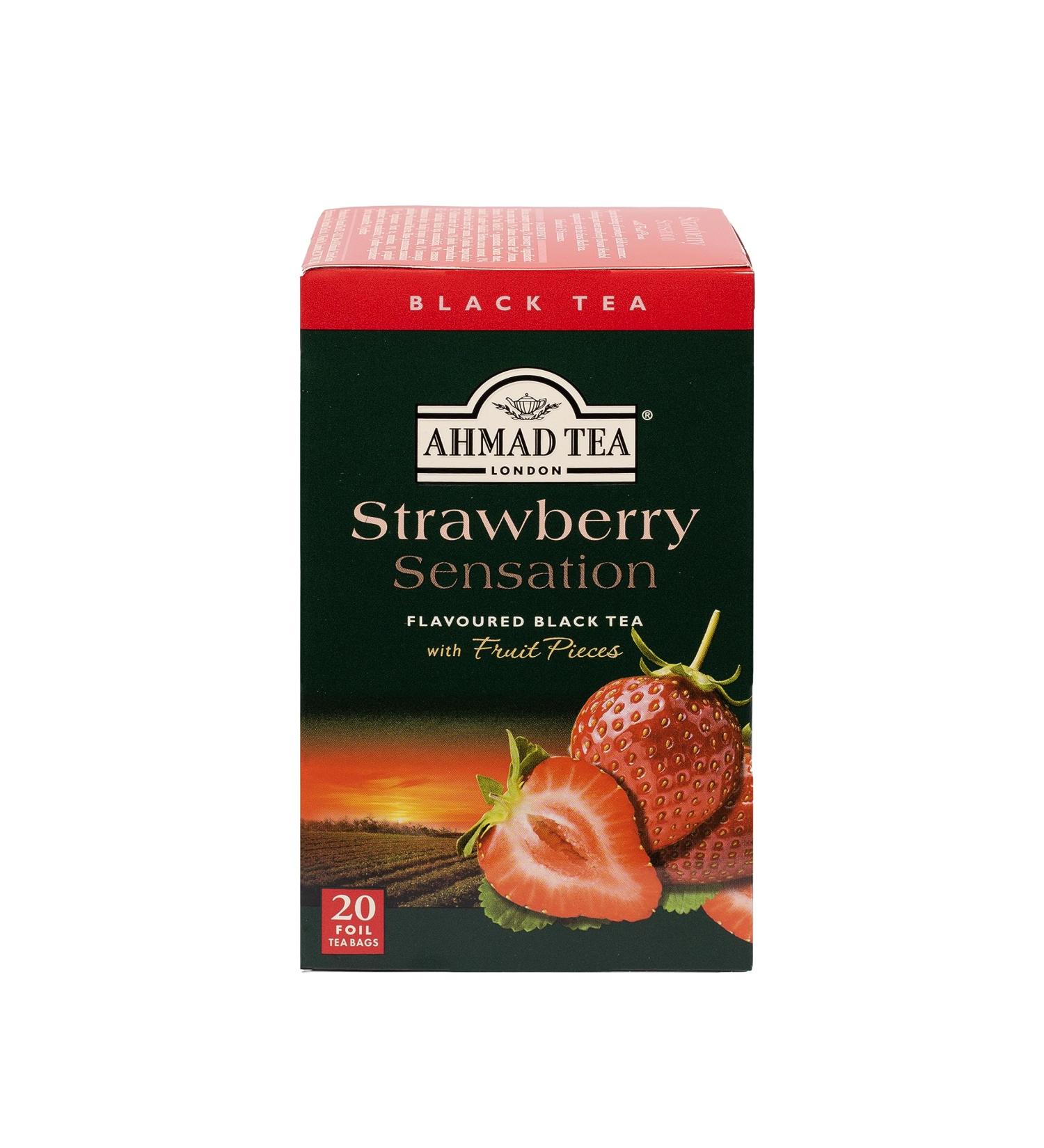 Ahmad Tea Strawberry Sensation Fruit Black Tea - 20 Teabags - Buy Online on GoSupps.com