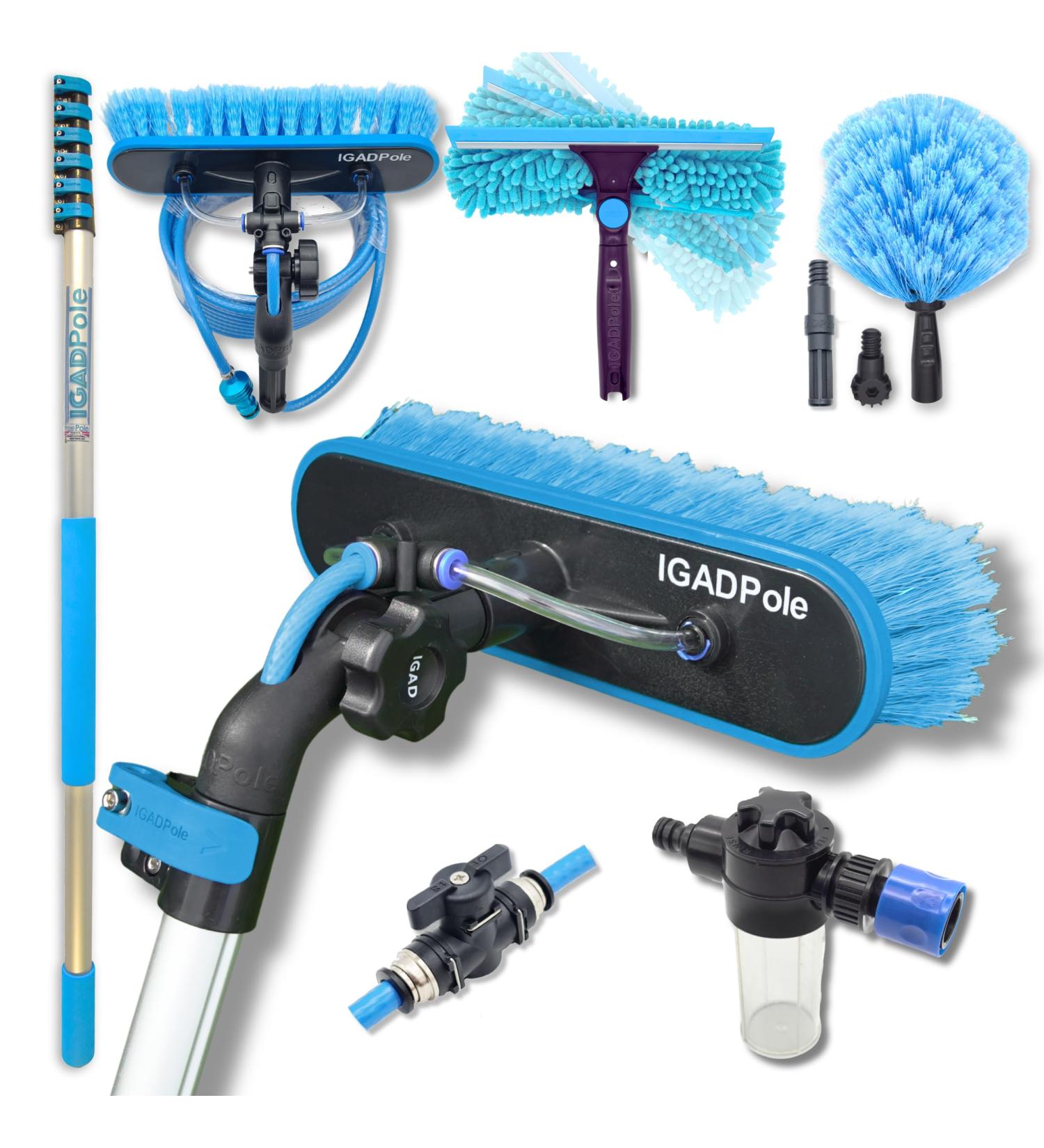 IGADPole 24ft(7m) Washing Kit: Water-fed Brush Cobweb Duster and 10 (25cm) Squeegee and Soap Dispenser Window Cleaning Pole Water Fed Telescopic Brush Window Cleaner Equipment 7m (24ft) Pole - Buy Online on GoSupps.com