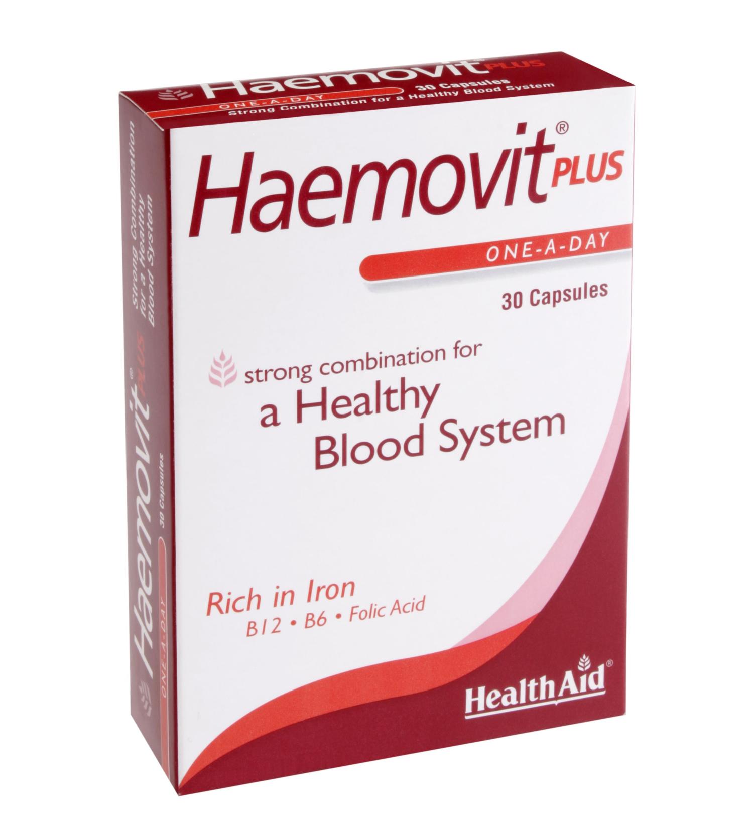 HealthAid Haemo-VIT Plus - 30 Capsules | 30 Count - Pack of 1 | Supplements for Optimal Health - Buy Online on GoSupps.com