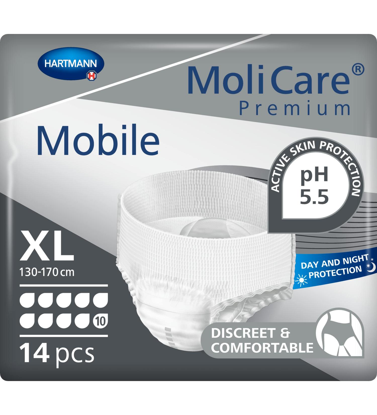 Molicare Premium Mobile Disposable Pants for Incontinence - XL (130-170 cm Hip) | 14 Pieces Unisex Discreet Use - Buy Online on GoSupps.com