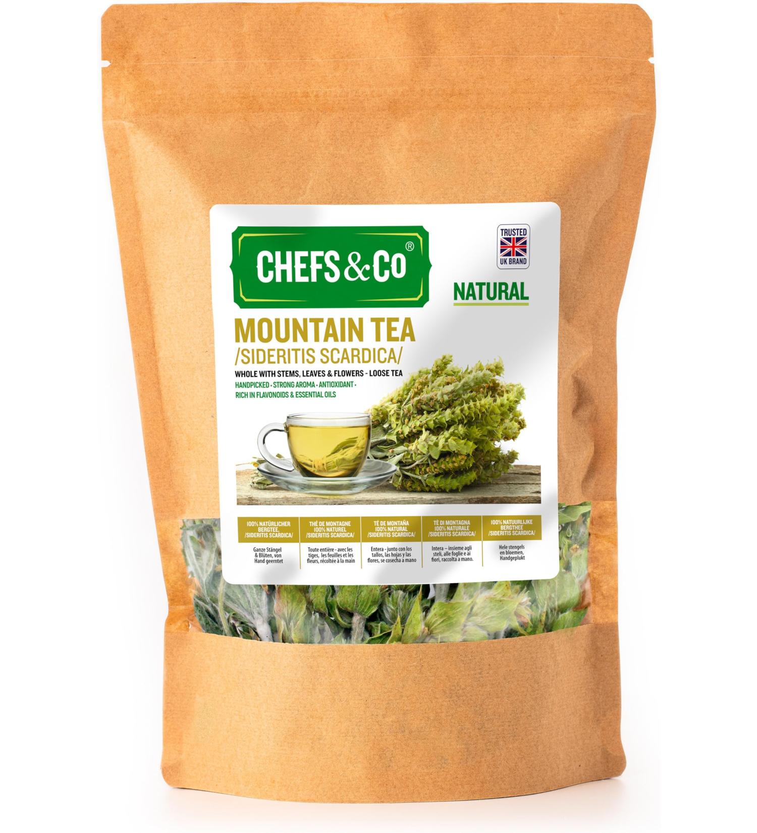 CHEFS&CO Mountain Tea (Sideritis scardica) | Loose Tea | Whole with Stems Leaves & Flowers | Handpicked | Strong Aroma | Antioxidant | Rich in Flavonoids & Essential Oils (NATURAL 80g (Pack of 1)) NATURAL 80g (Pack of 1) - Buy Online on GoSupps.com