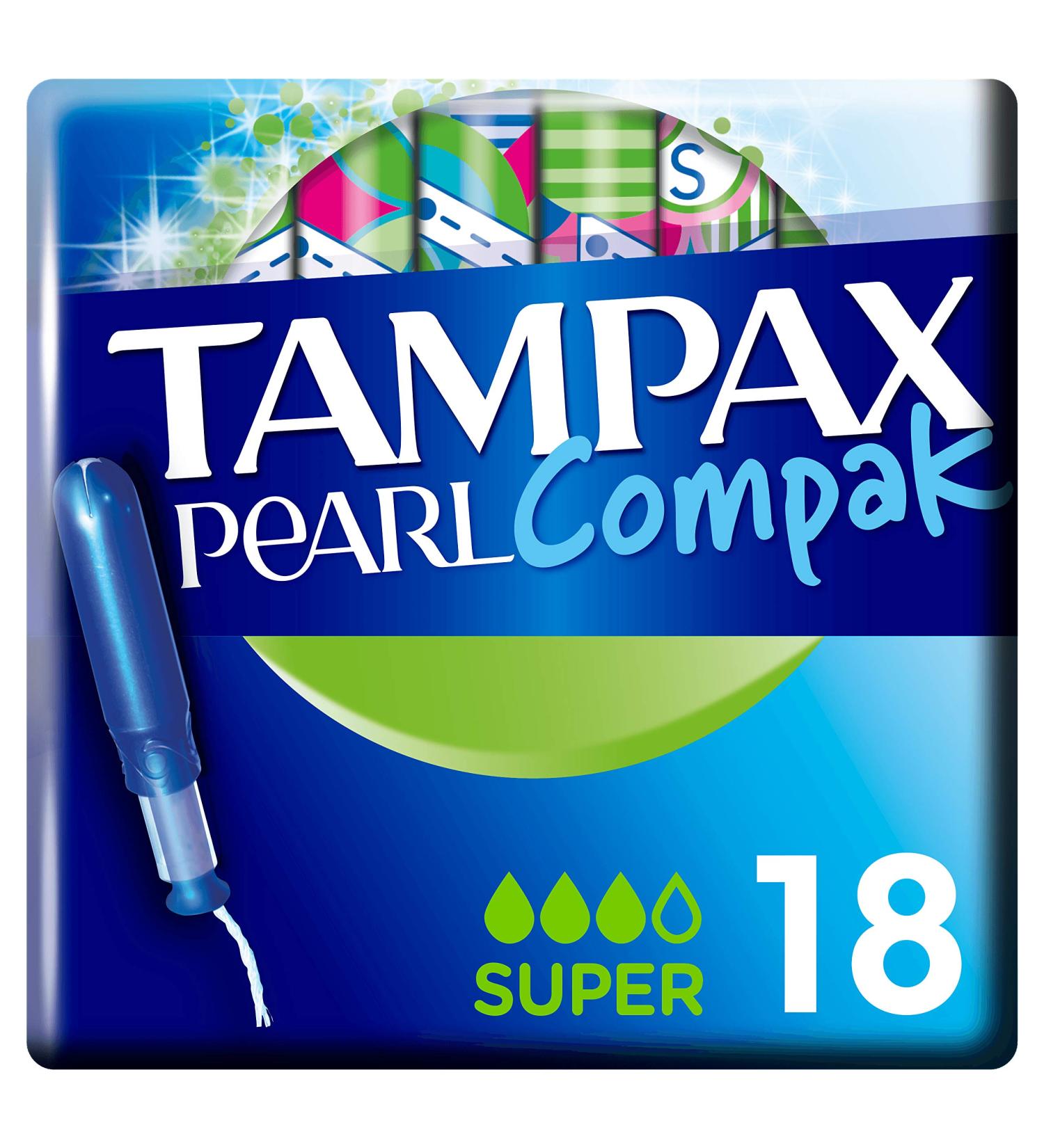 Tampax Compak Pearl Super Tampons with Applicator - 18 Count - Ultra Absorbent & Discreet Shipping Worldwide - Buy Online on GoSupps.com
