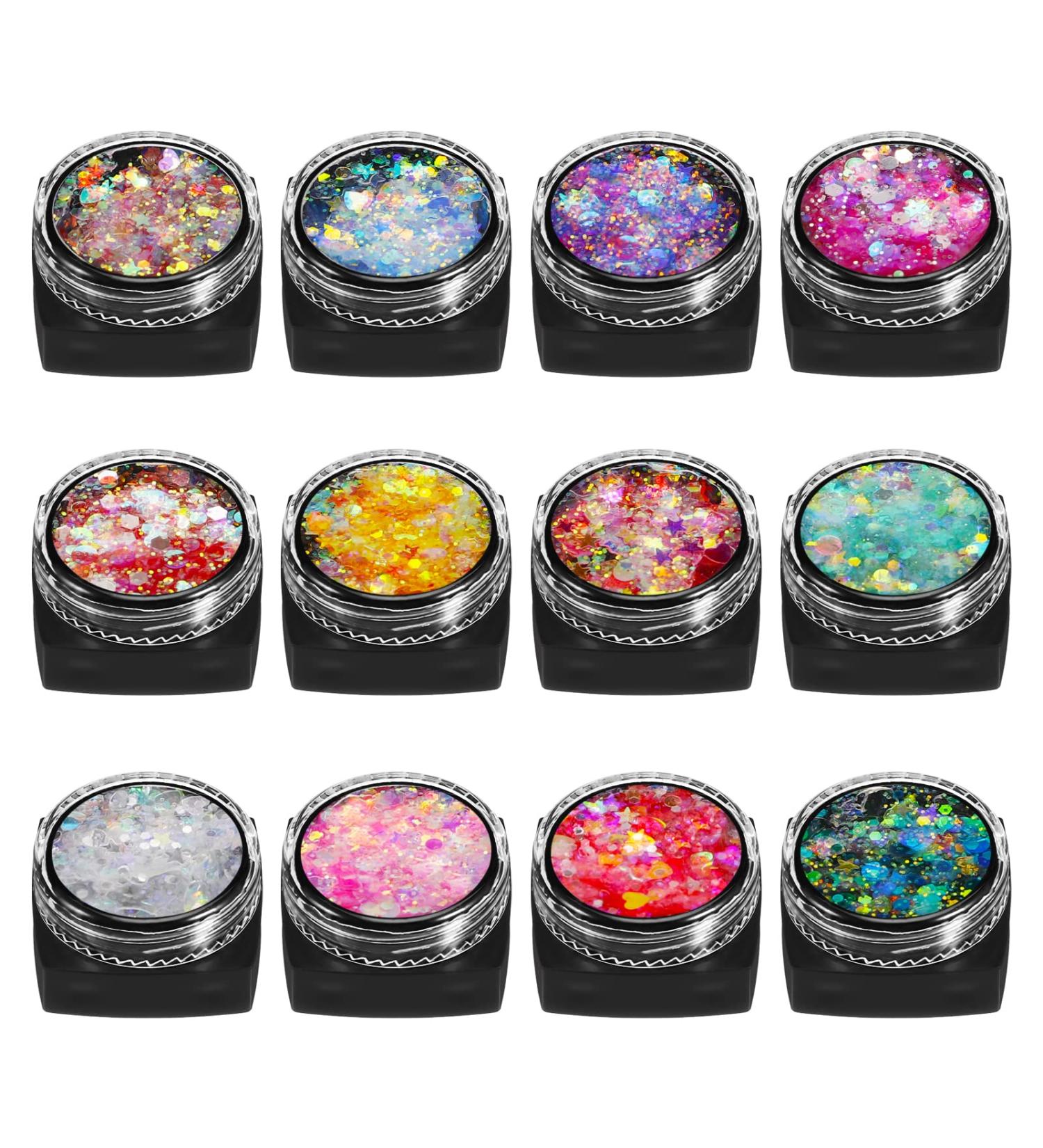 Dacitiery 12-Color Face Glitter Gel Set for Festivals - Cosmetic, Body, Hair & Nail Sparkling Decoration - Buy Online on GoSupps.com