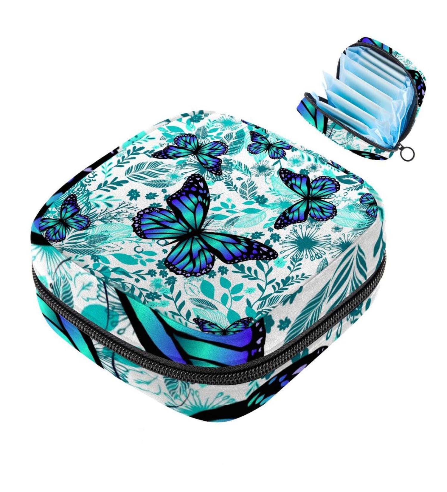 Shop Muooum Neon Blue Butterfly Menstrual Artery Bag - Zipper Flip Bag for Tampons | Stylish & Practical for Women & Girls - Buy Online on GoSupps.com