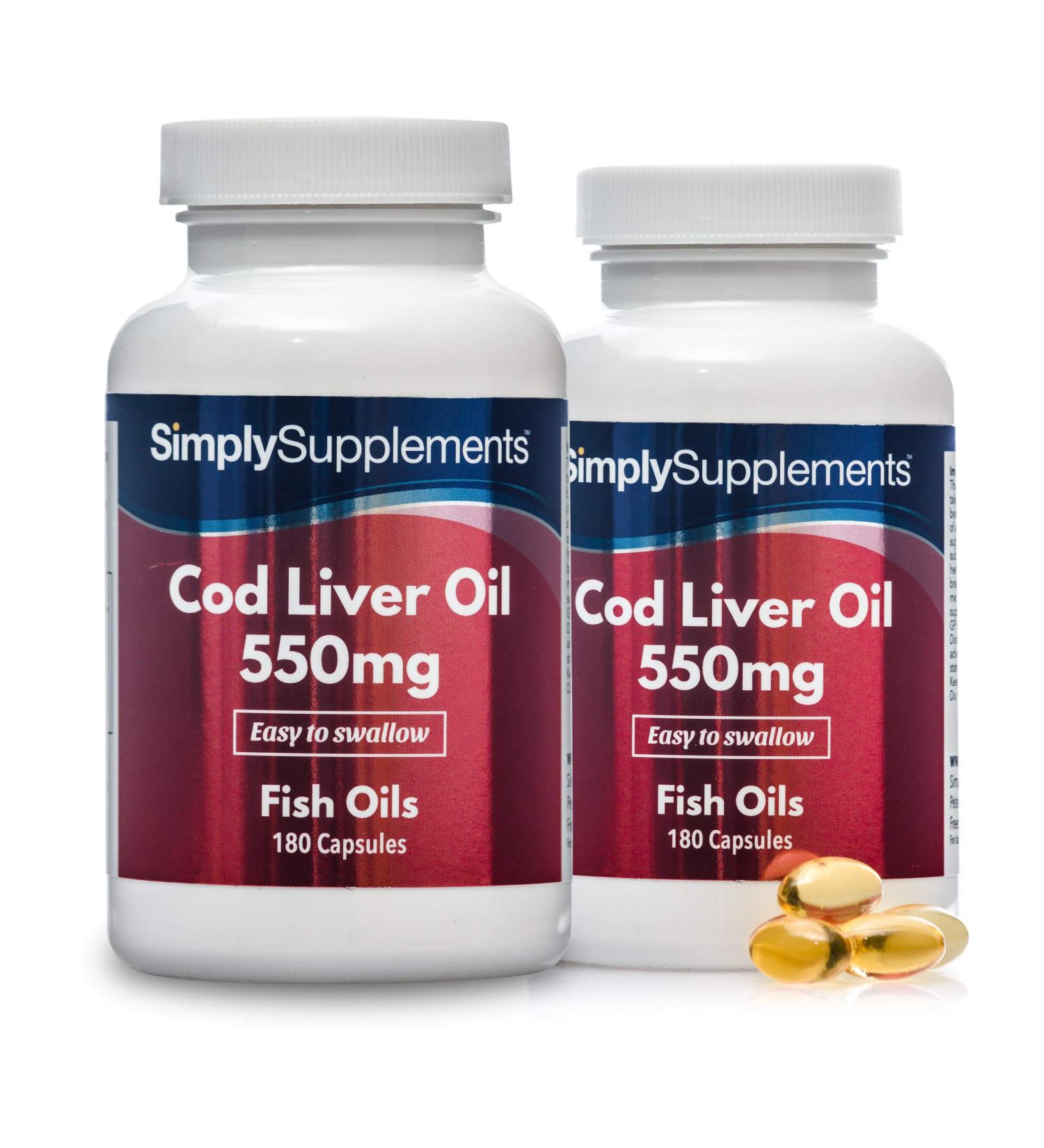 Premium Cod Liver Oil 550mg | Sustainably Sourced | 2X 180 Capsules - Buy Online on GoSupps.com