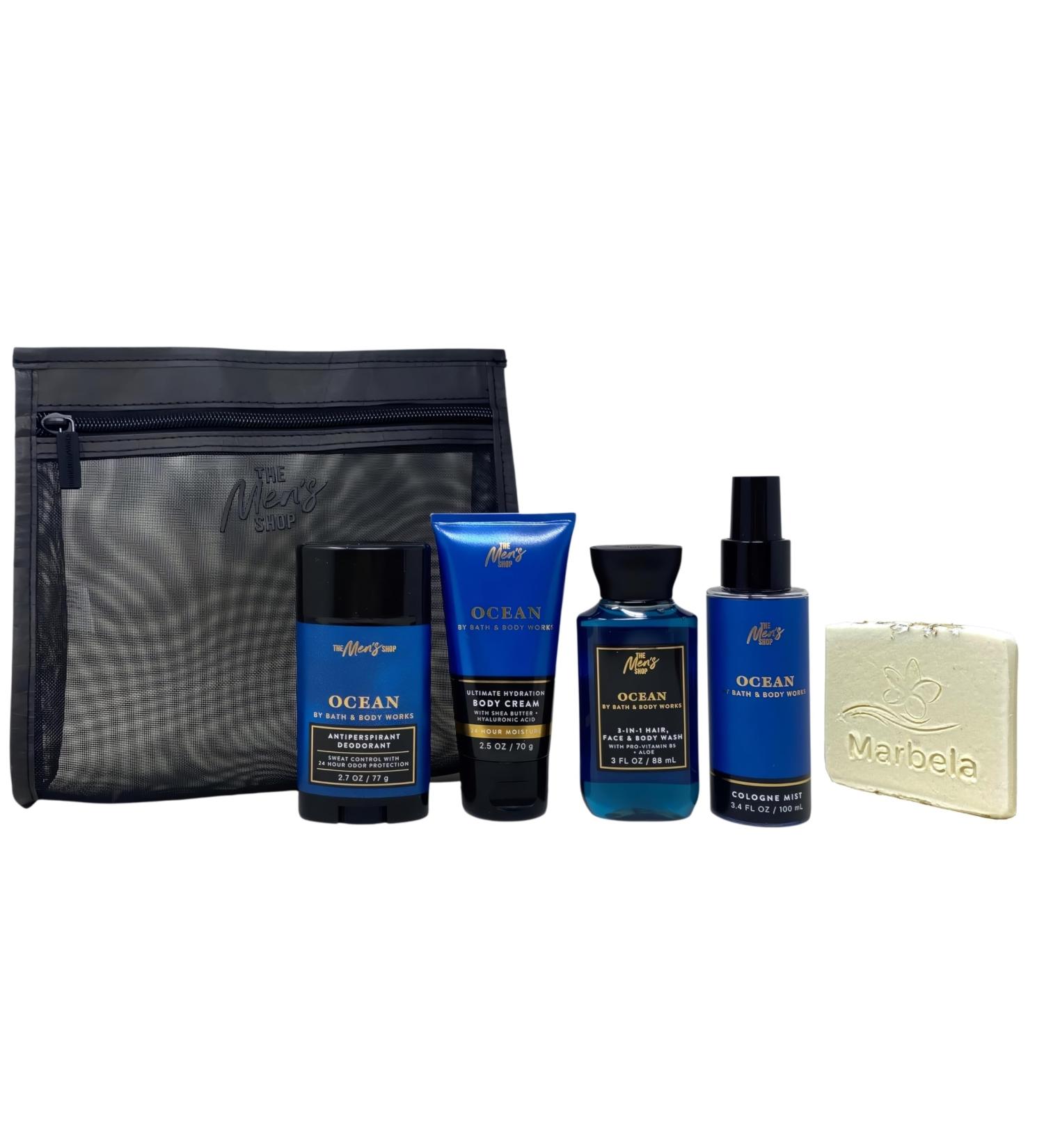 Bath & Body Works Men's Collection Ocean Gift Set - Body Cream - 3-in-1 Hair Face & Body Wash - Cologne Mist and Antiperspirant Deodorant - Travel Size - with a Natural Oats Sample Soap - Buy Online on GoSupps.com
