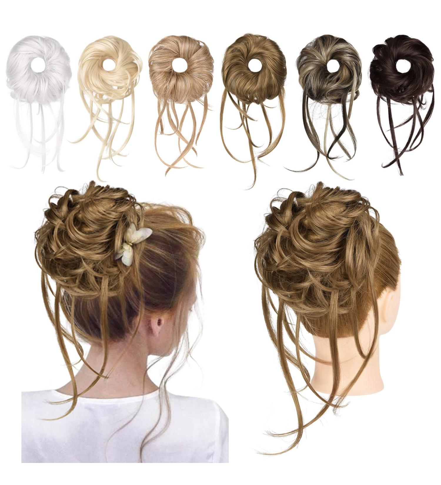 REECHO Super Long Messy Bun Hair Piece in Honey Blonde - Curly Wavy Updo Extensions for Women and Girls - Buy Online on GoSupps.com