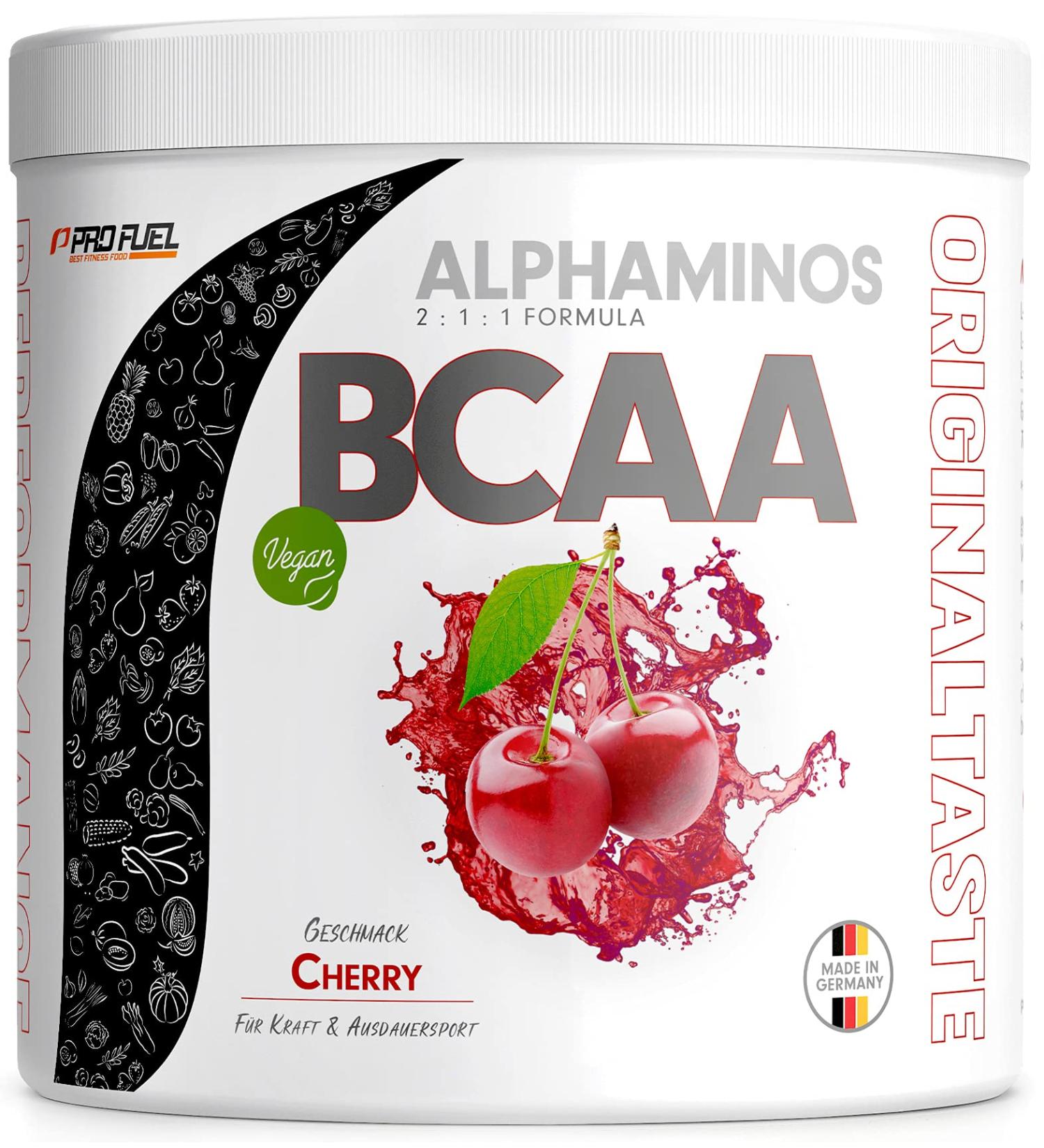 Buy Alphaminos BCAA 300g Cherry - Test Winner 2:1:1 Ratio Vegan Essential Amino Acids Top Solubility Lab Tested - Buy Online on GoSupps.com