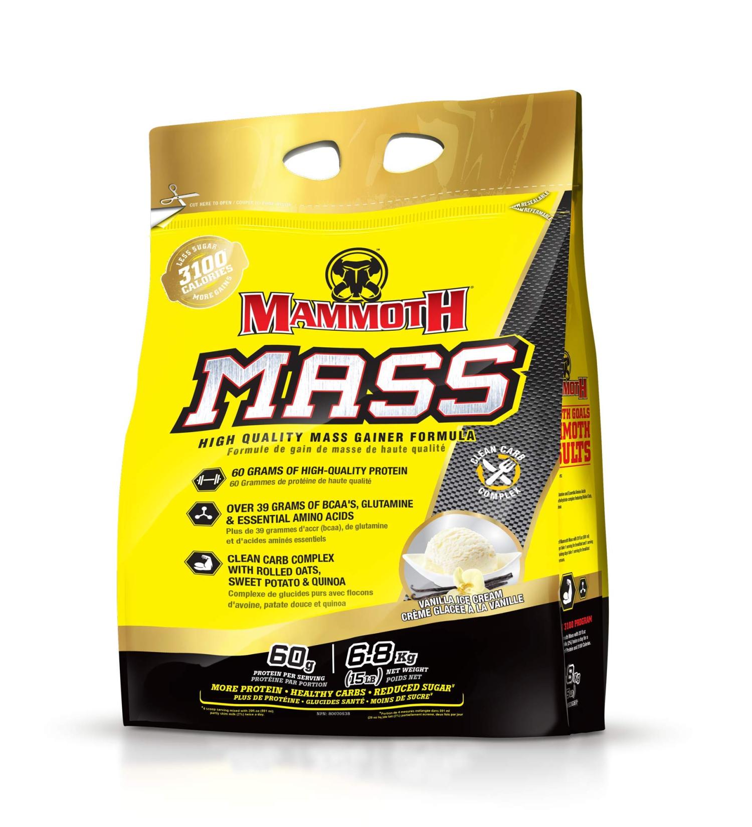 MAMMOTH Mass Weight Gainer Powder 15lb - High Calorie Protein Shake for Weight Training | Low Sugar, Whey Isolate & Casein Protein Blend | Vanilla Flavor - Buy Online on GoSupps.com