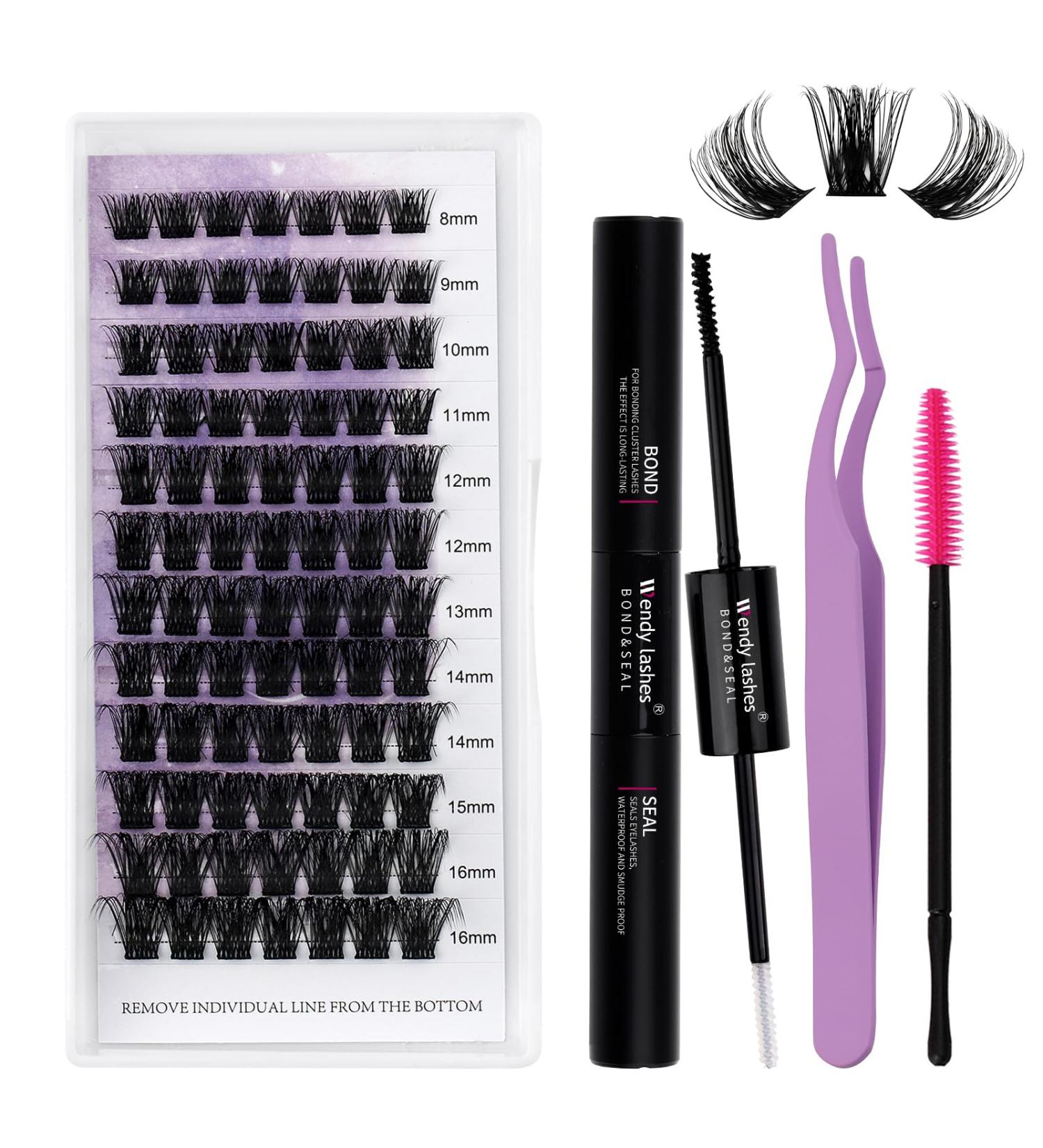Cluster Lash Extensions Set - DIY C3-D Curl Lash Kit (8-16mm) | Premium Bond & Seal for Stunning Volume - Buy Online on GoSupps.com