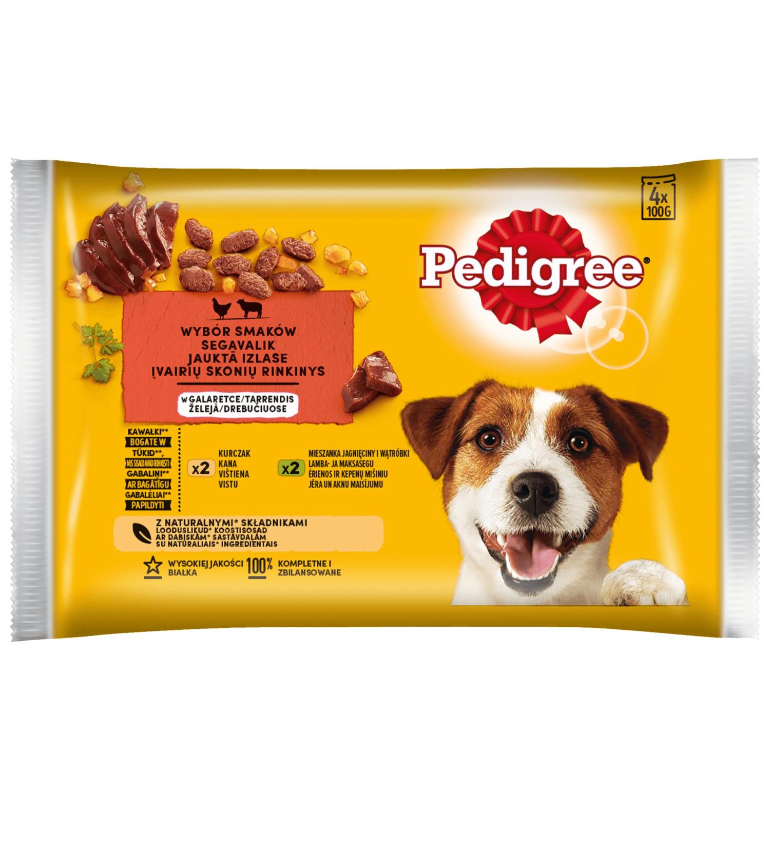 PEDIGREE Adult Chicken & Lamb in Jelly - Wet food for adult dogs - 4 x 100 g - Buy Online on GoSupps.com
