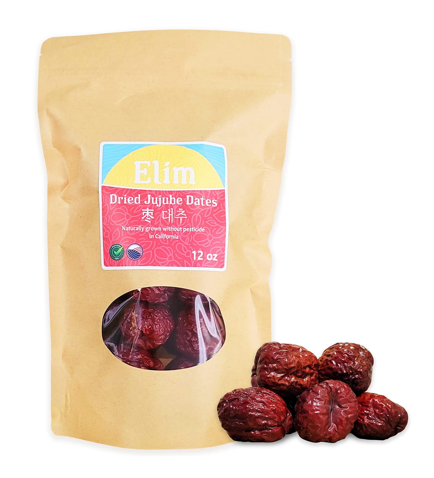 Elim Farms Dried Jujube Dates 12 oz Pre-Washed Bag - 100% Natural Californian Chinese Korean Fruit - Buy Online on GoSupps.com