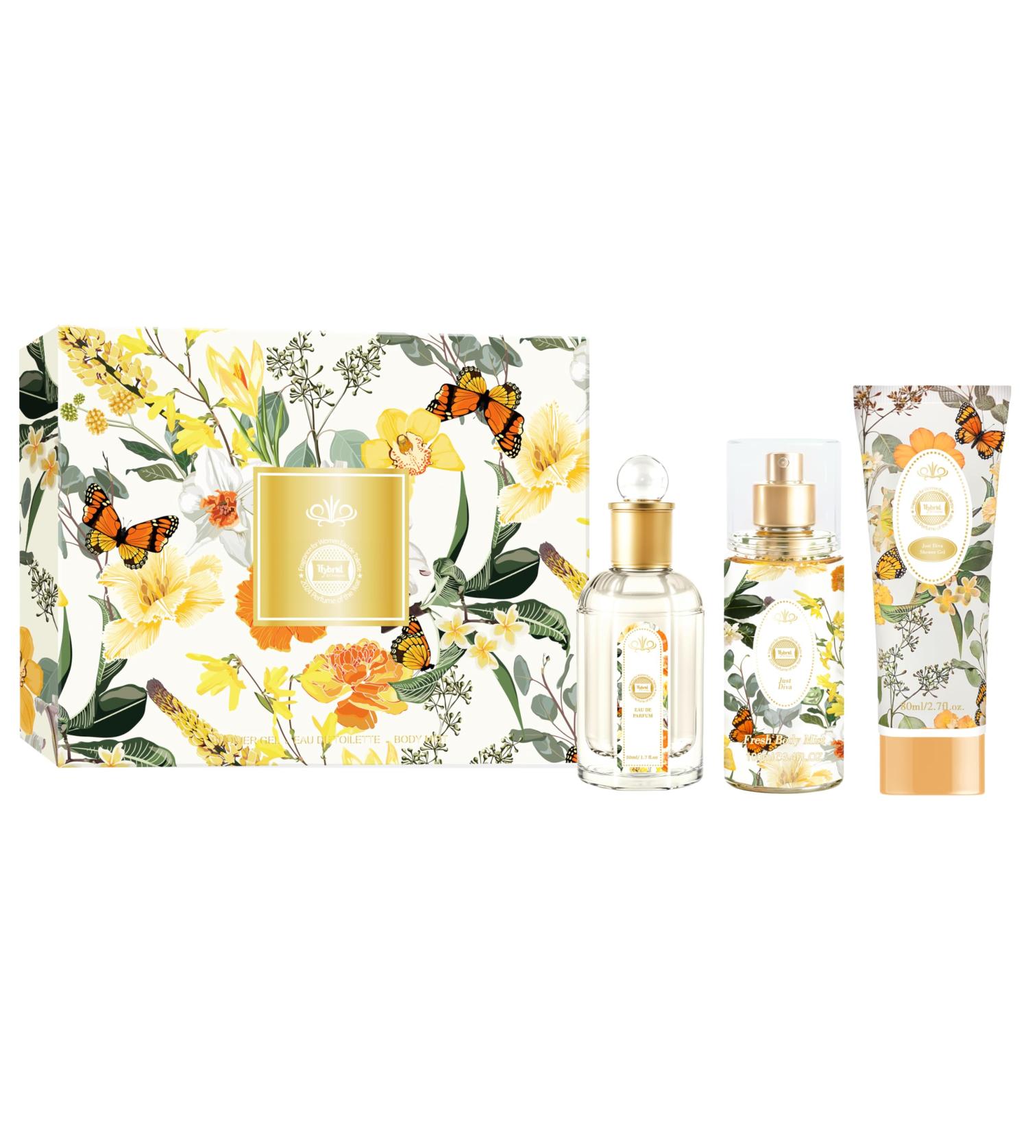 Hybrid & Company Women Yellow Flower 3 Pcs Gift Set 50ml-Perfume&100ml-Mist&80ml-Shower Gel - Buy Online on GoSupps.com