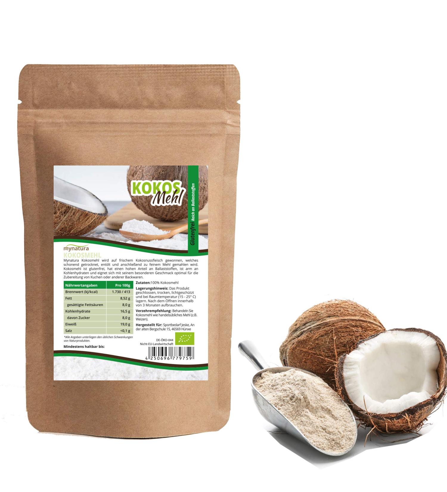 Mynatura Bio Coconut Flour 2000g | Gluten-Free Vegan Lactose-Free Cholesterol-Free Natural Product | De- ko-044 - Buy Online on GoSupps.com