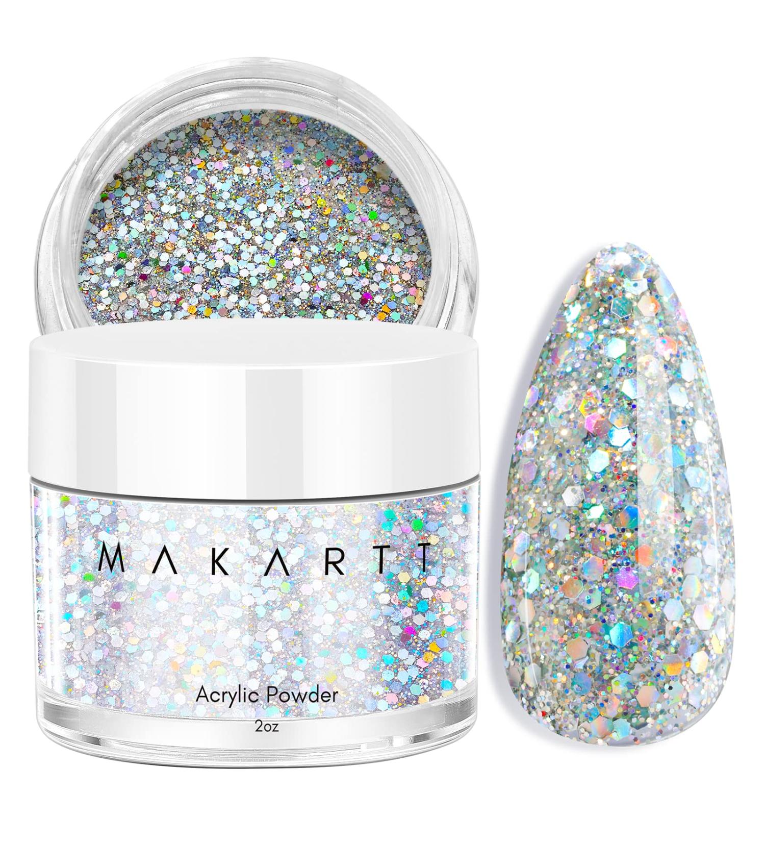 Makartt Grey Glitter Acrylic Powder for Nail Extension - No Lamp Needed | Nail Salon Quality - Buy Online on GoSupps.com