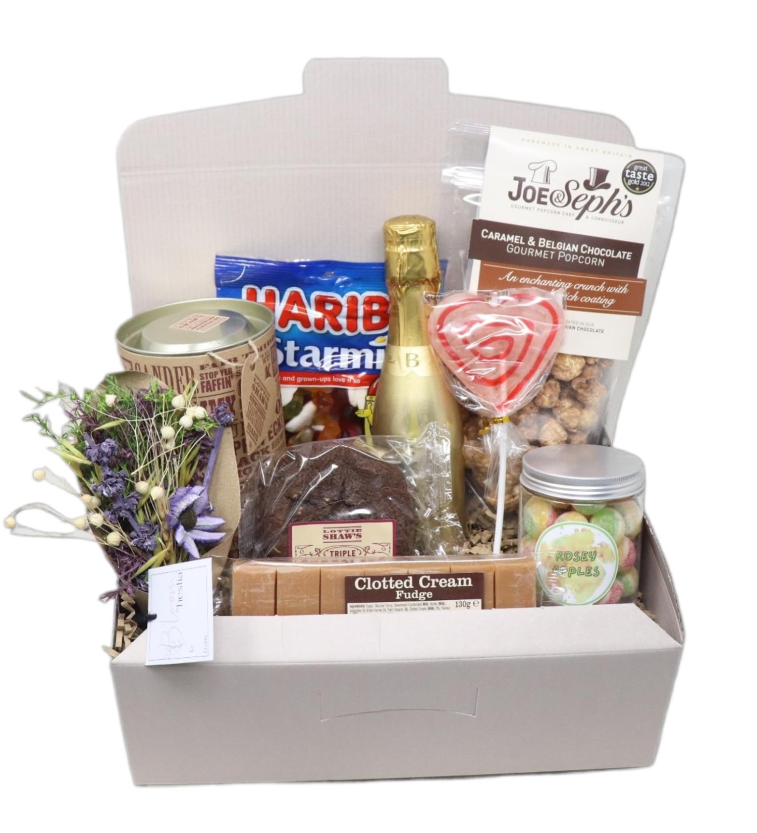 Prosecco Flowers & Treats in 12in Hamper Gift Box - Mother's Day