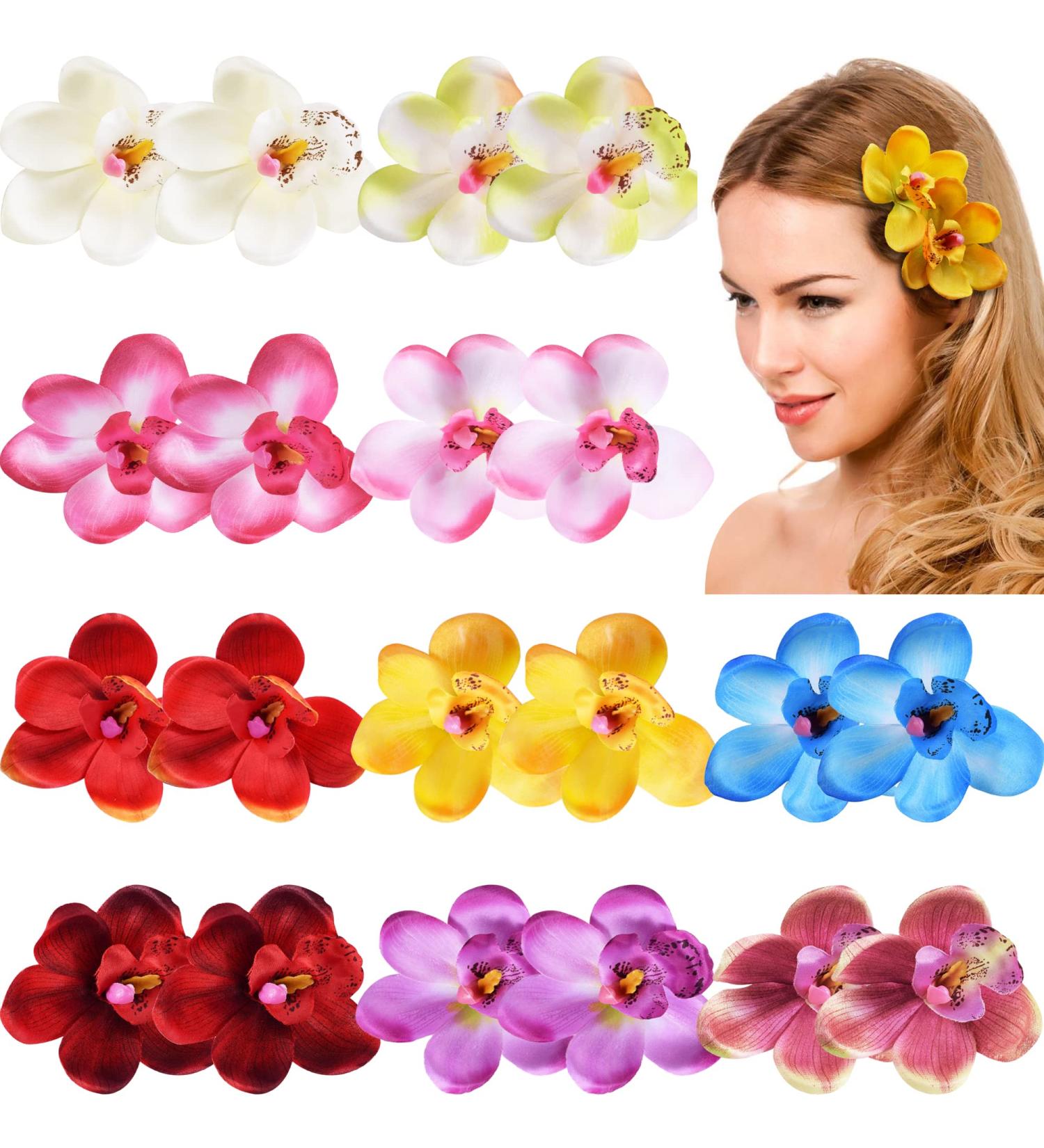 20PCS 3inch Flower Hair Clips - Butterfly Orchid Floral Bows Alligator Clips for Women Girls - Bridal Wedding Accessory - Beach Party Event D cor - Buy Online on GoSupps.com