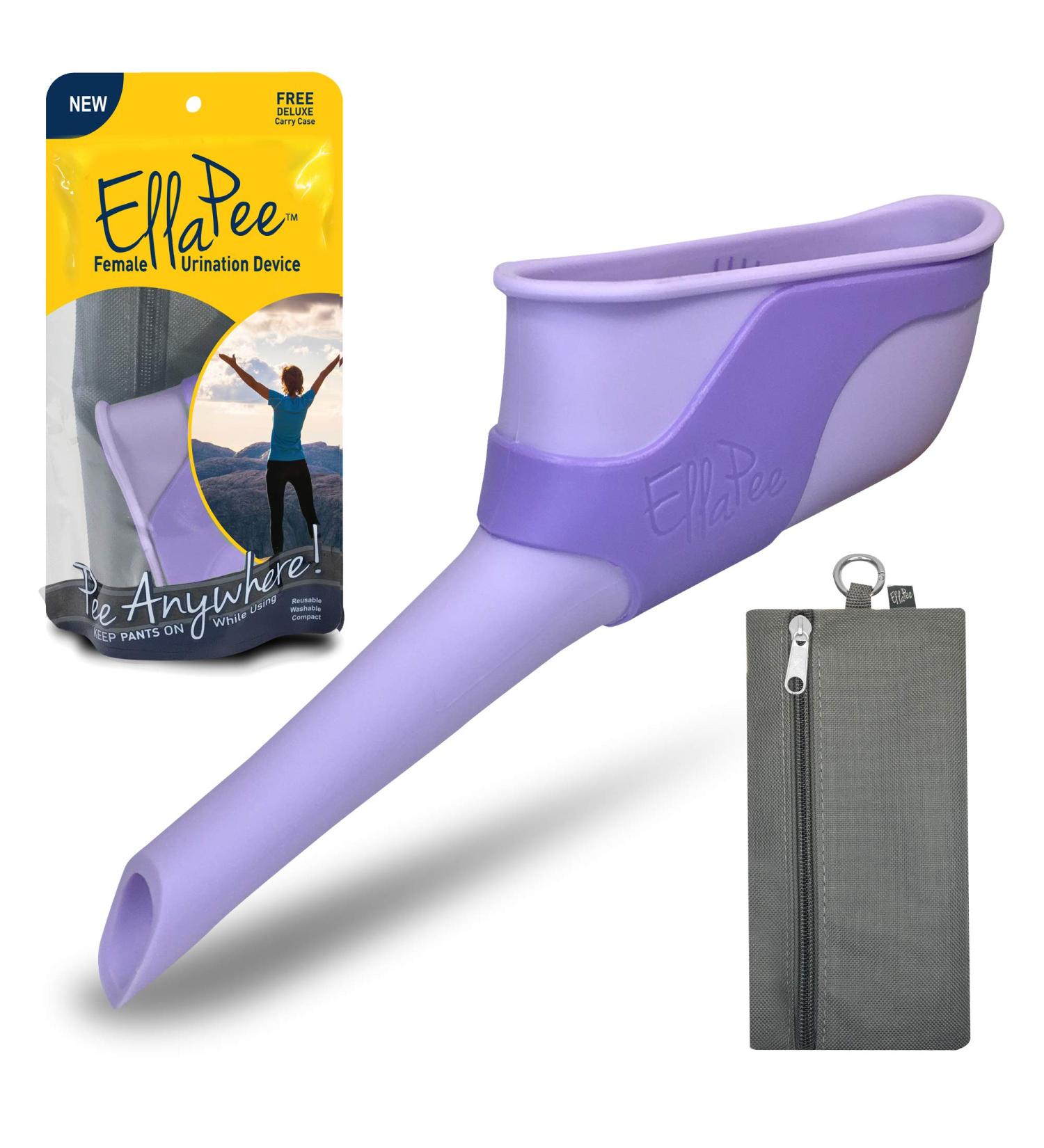 EllaPee Women's Urinal Funnel - Medical Grade Silicone, Reusable Female Urination Device for Camping, Hiking & Outdoor Activities - Stand to Pee with Ease (Purple) - Buy Online on GoSupps.com