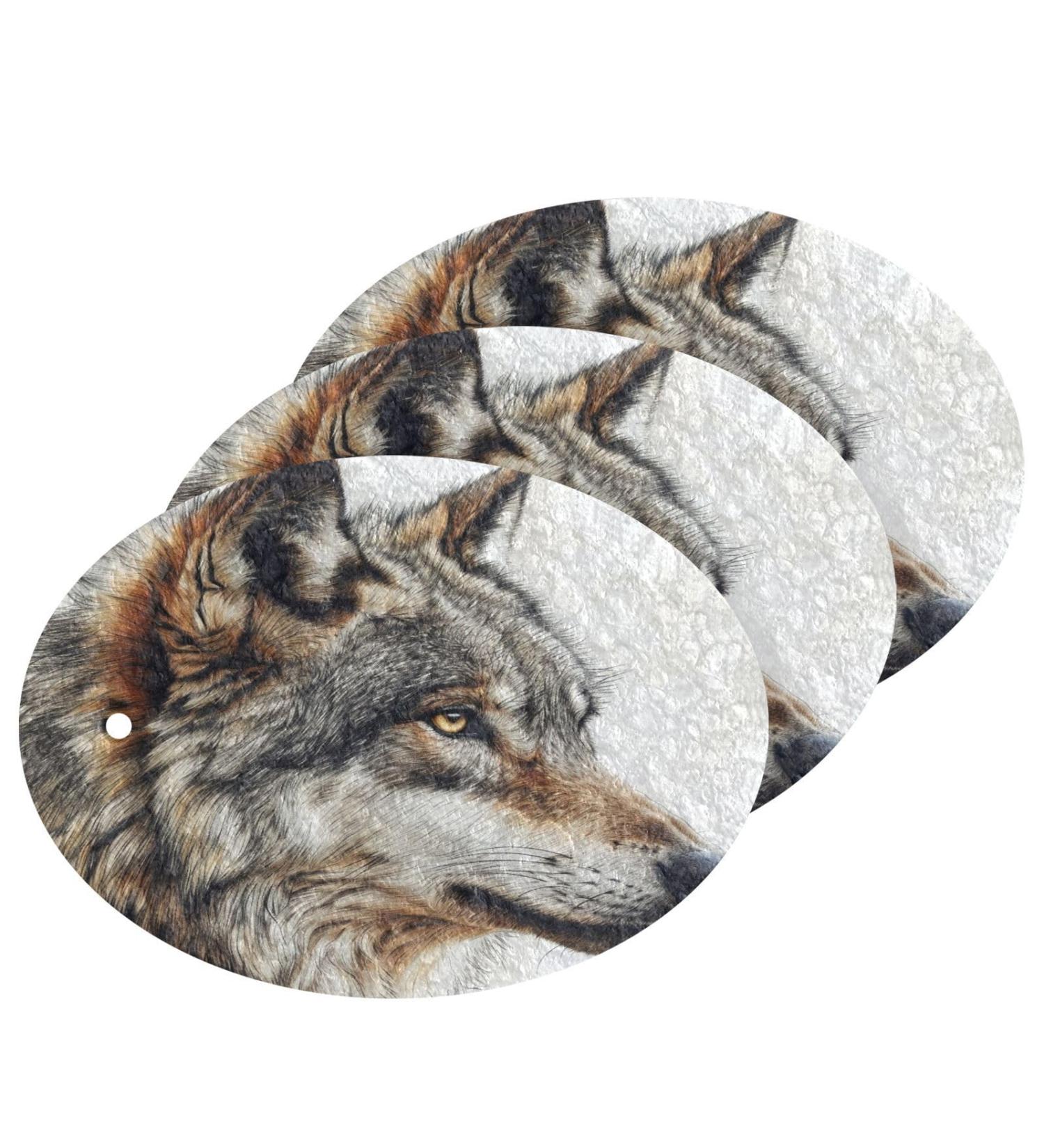 Kigai Sketch Wolf Scrubbing Sponge 3 Packs Reusable Dish Wash Scrub Sponge Clean Stubborn Oil Stains Anti-Scratch Cleaning Sponge for Kitchen Tableware - Buy Online on GoSupps.com