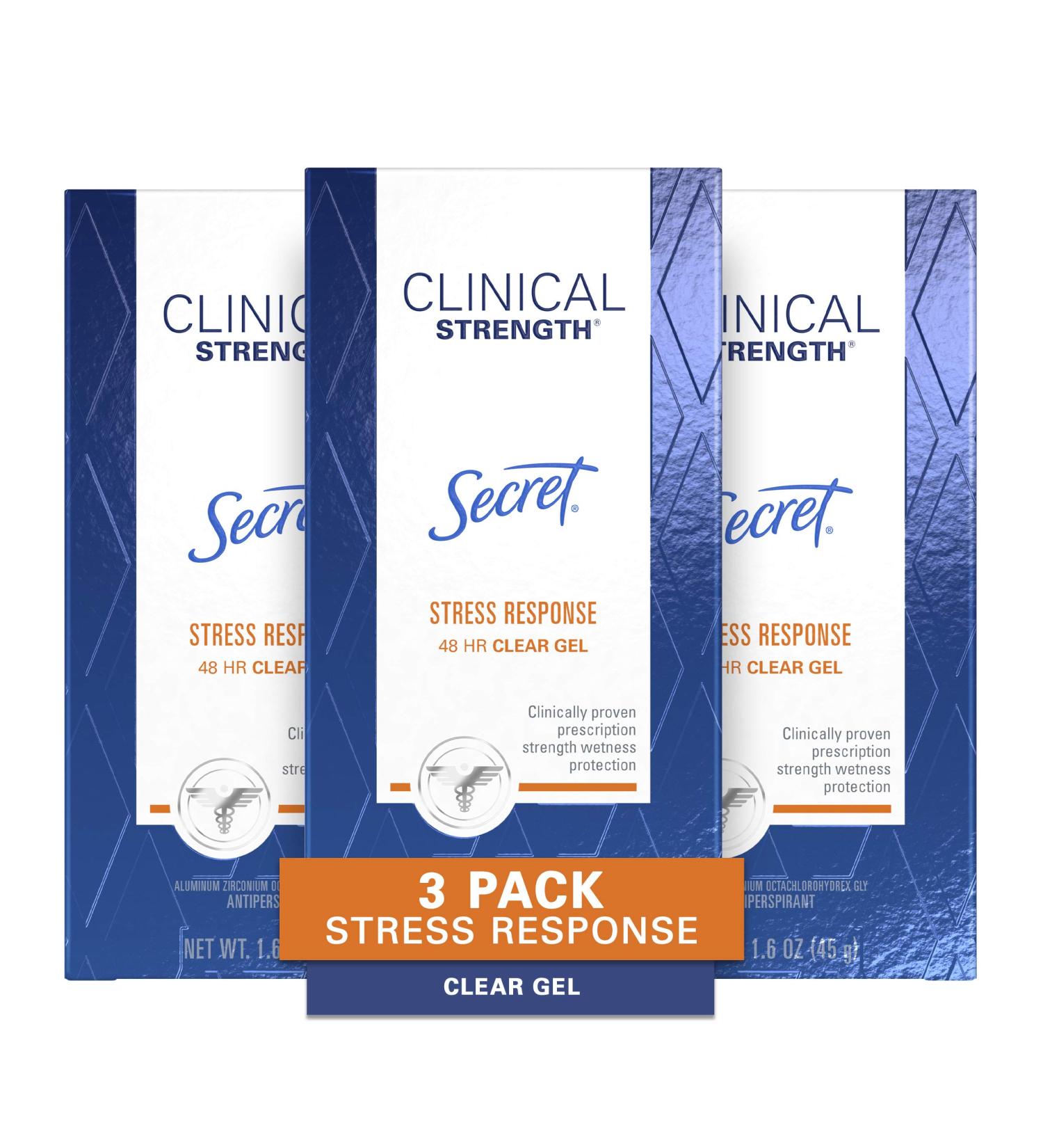 Secret Clinical Strength Antiperspirant Deodorant for Women - Stress Response Clear Gel 1.6 Oz (Pack of 3) - Buy Online on GoSupps.com