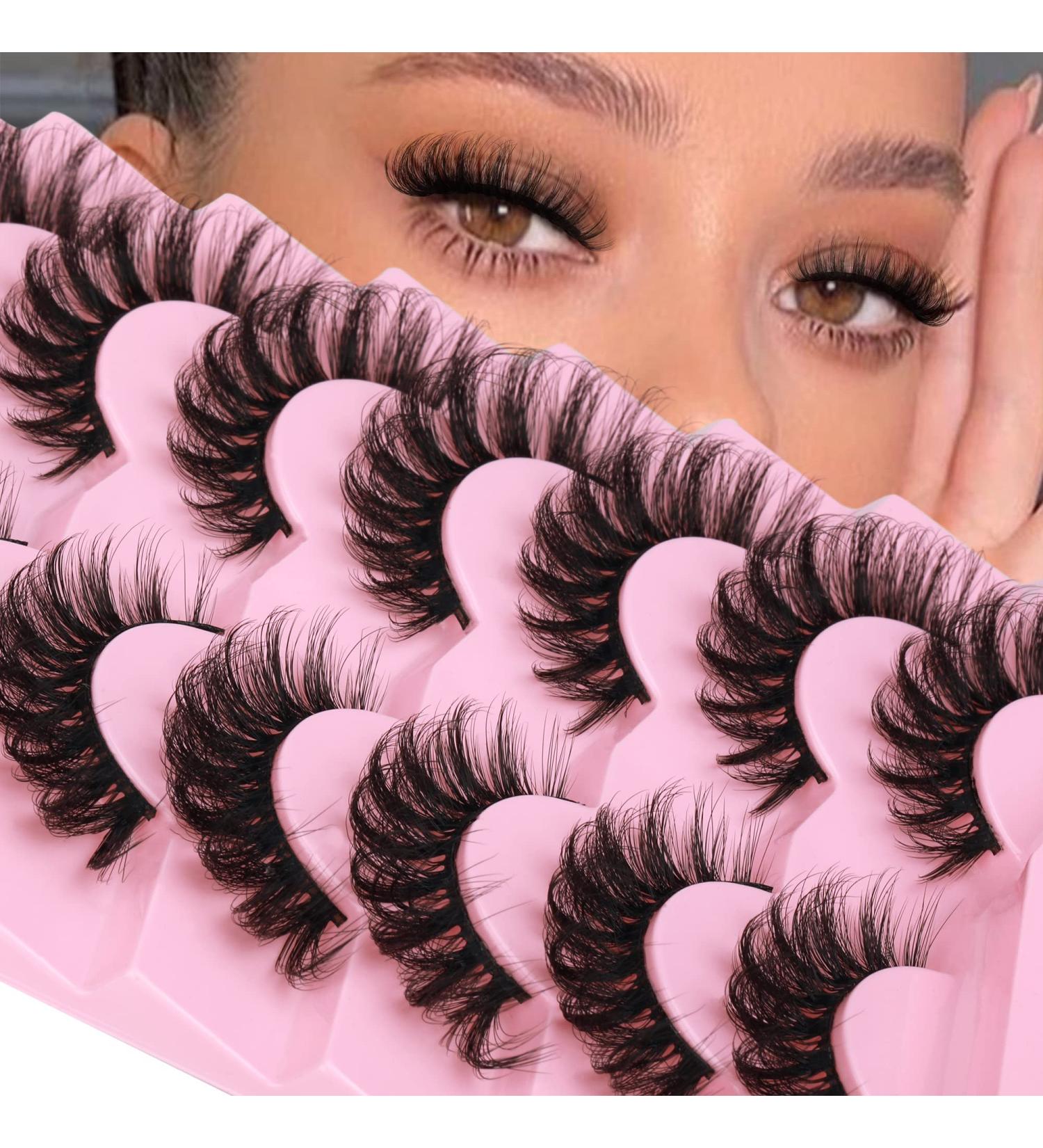 JIMIRE 6D Volume Mink Lashes - Fluffy Cat Eye Wispy False Eyelashes 7 Pairs Pack 18MM - Buy Online on GoSupps.com