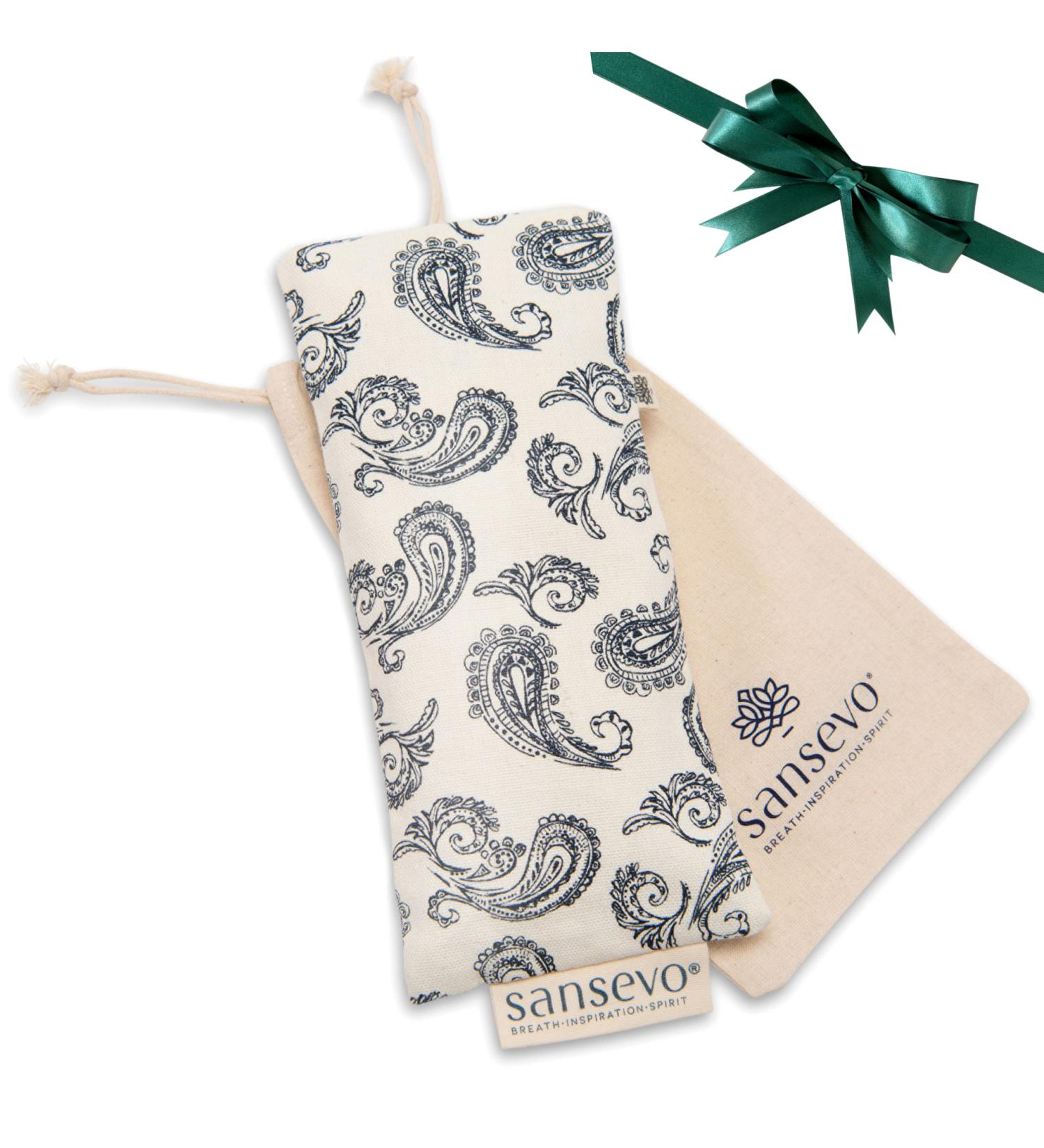 Sansevo Lavender Weighted Eye Pillow for Relaxation and Meditation - Aromatherapy Heated Eye Mask for Yoga and Better Sleep - Natural Paisley Design - Self Care Gift - Buy Online on GoSupps.com