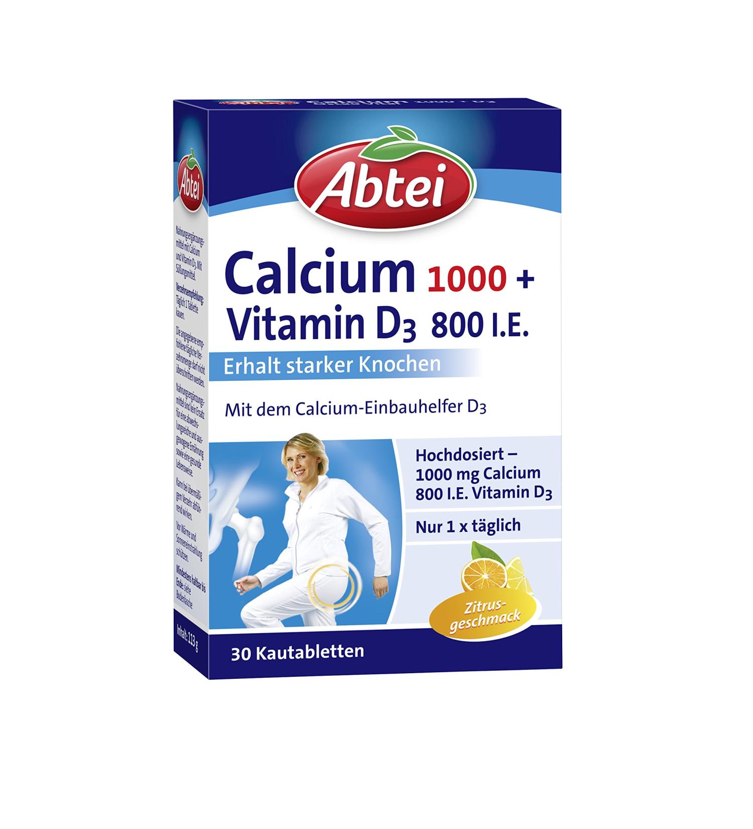 Buy Abtei Calcium 1000 + D3 Osteo Vital Chewable Tablets - 30 Count (113g) for Strong Bones | International Shipping Available - Buy Online on GoSupps.com